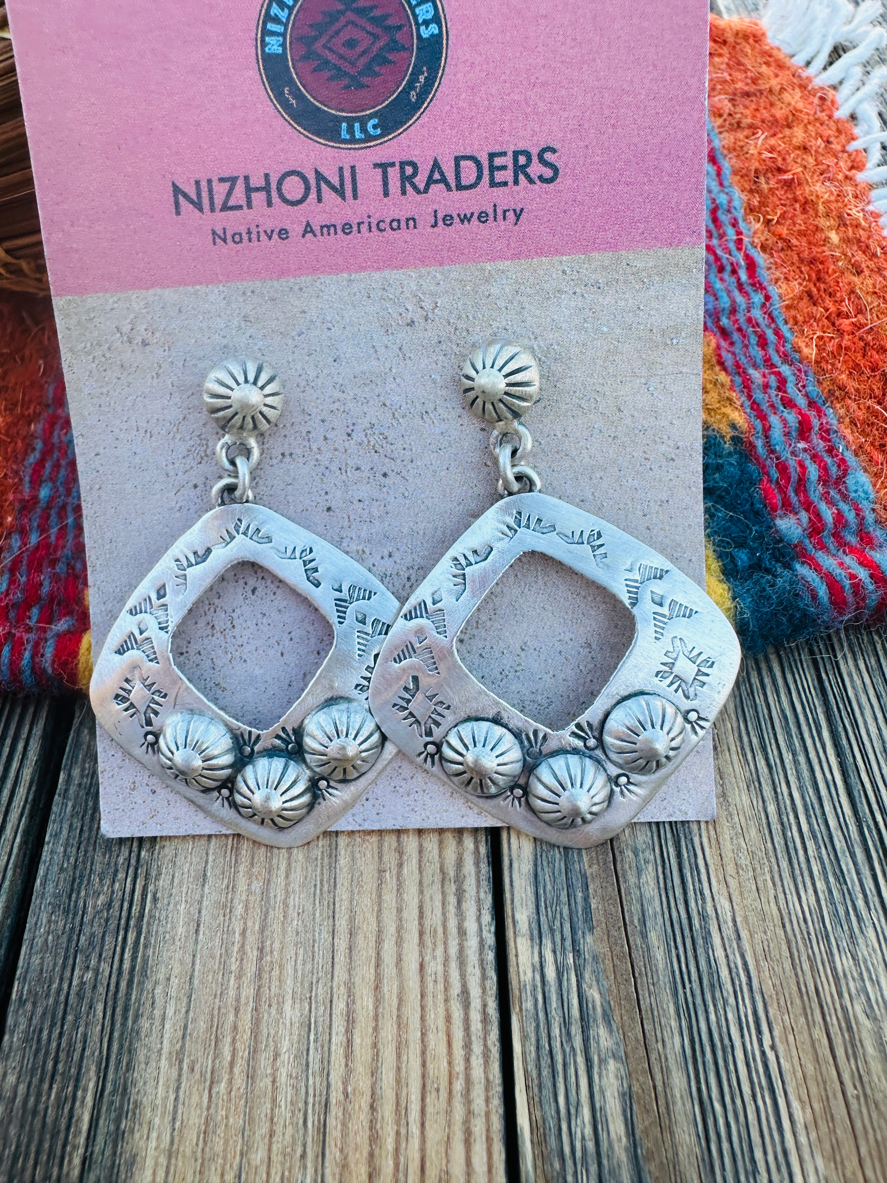 Handcrafted Sterling Silver Concho Dangle Earrings