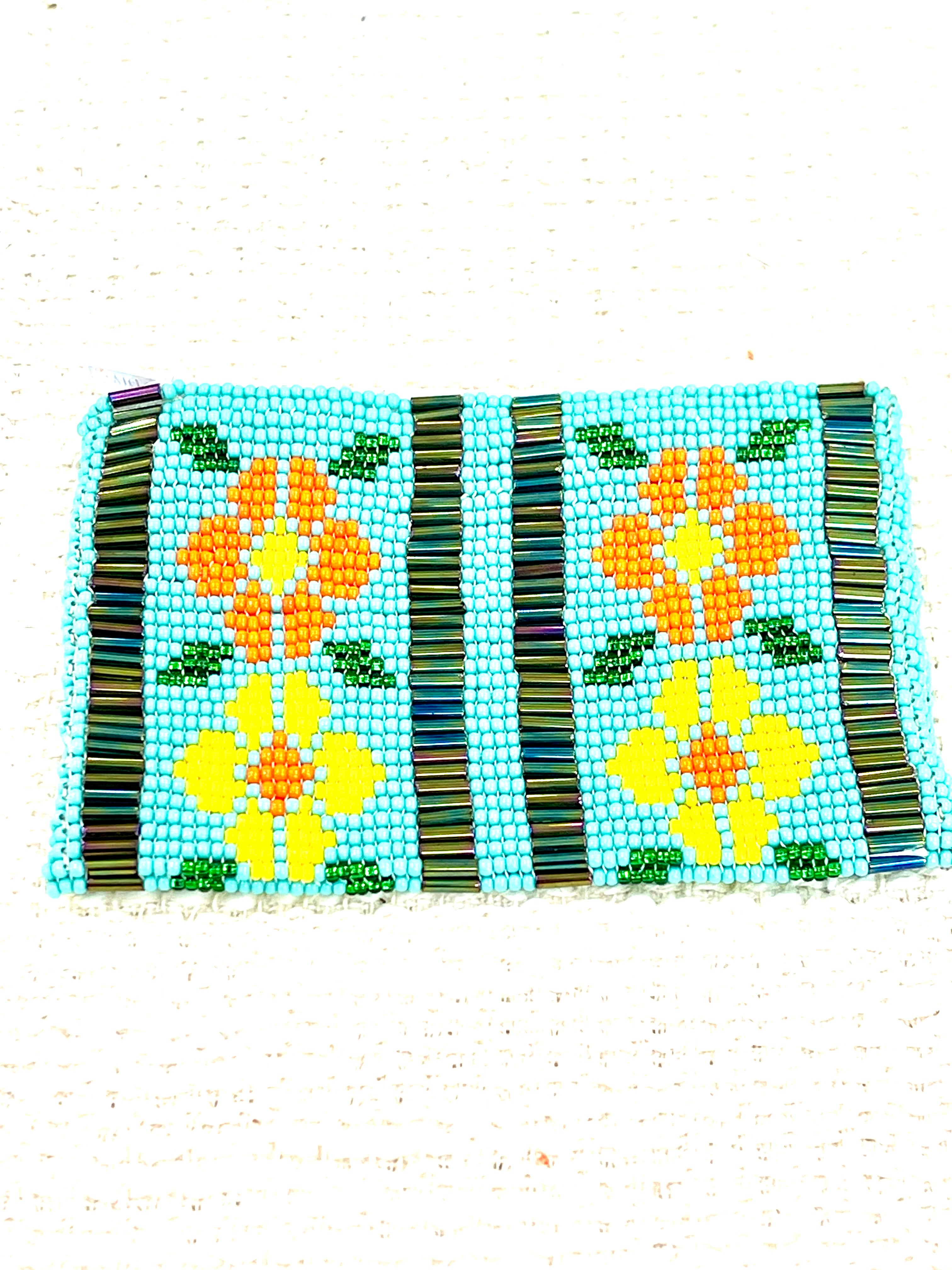 Handmade Beaded Flower Coin Purse