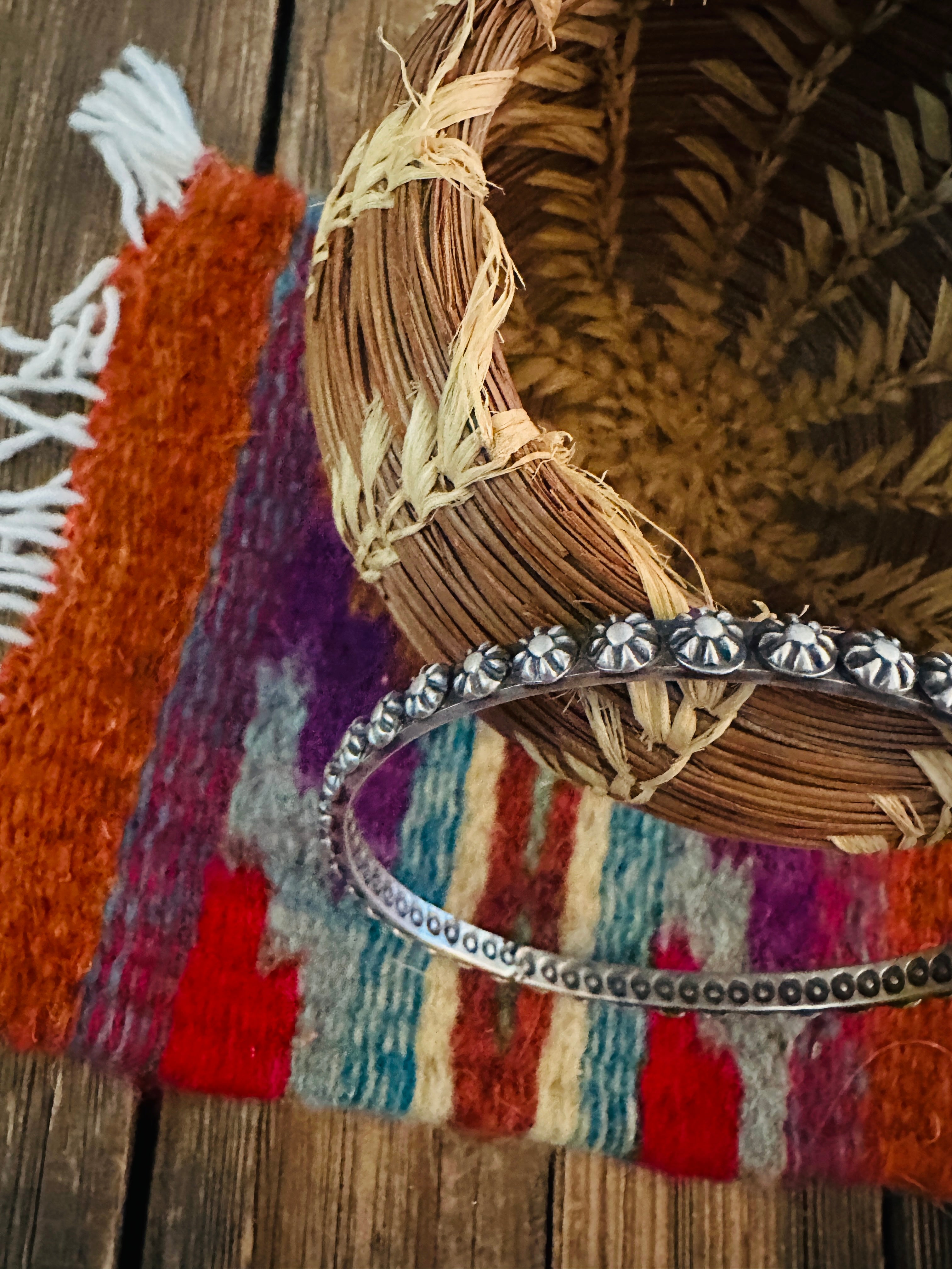 Handcrafted Sterling Silver Studded Bangle Bracelet by Kevin Billah