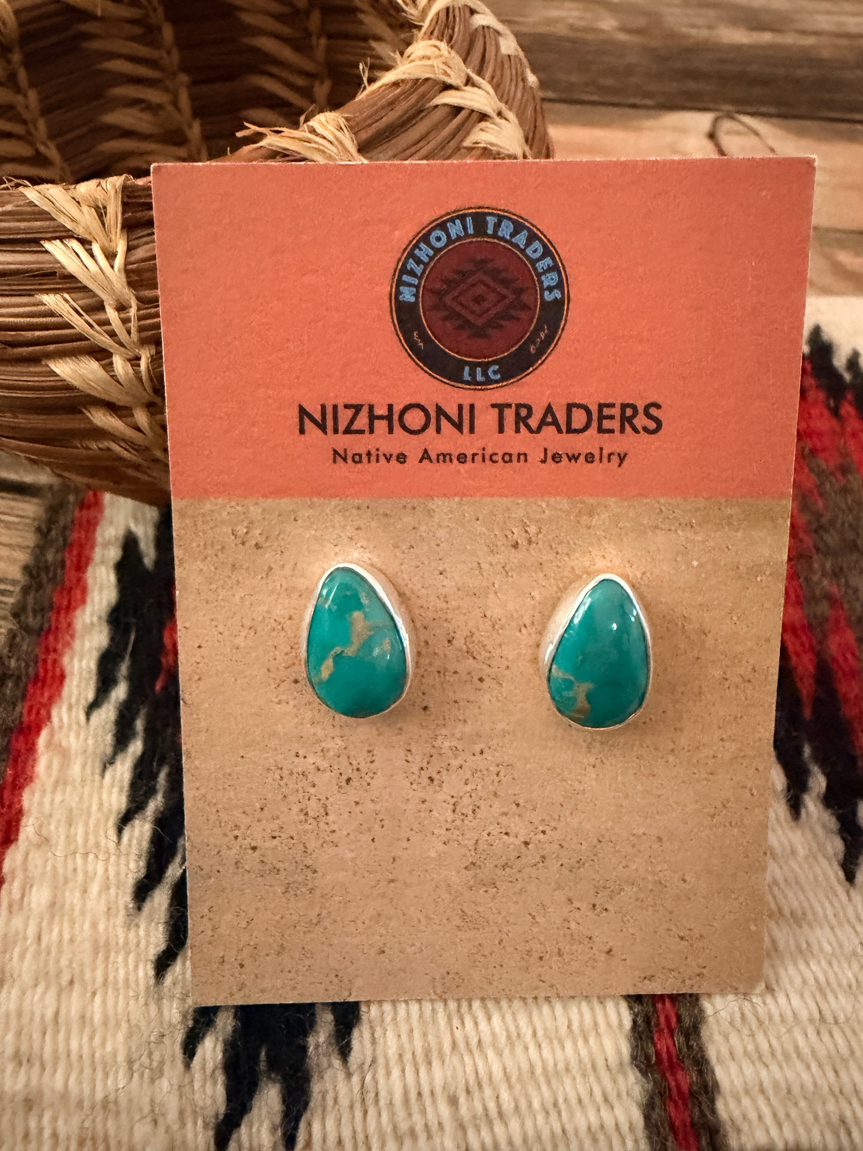 Handcrafted Turquoise & Sterling Silver Stud Earrings