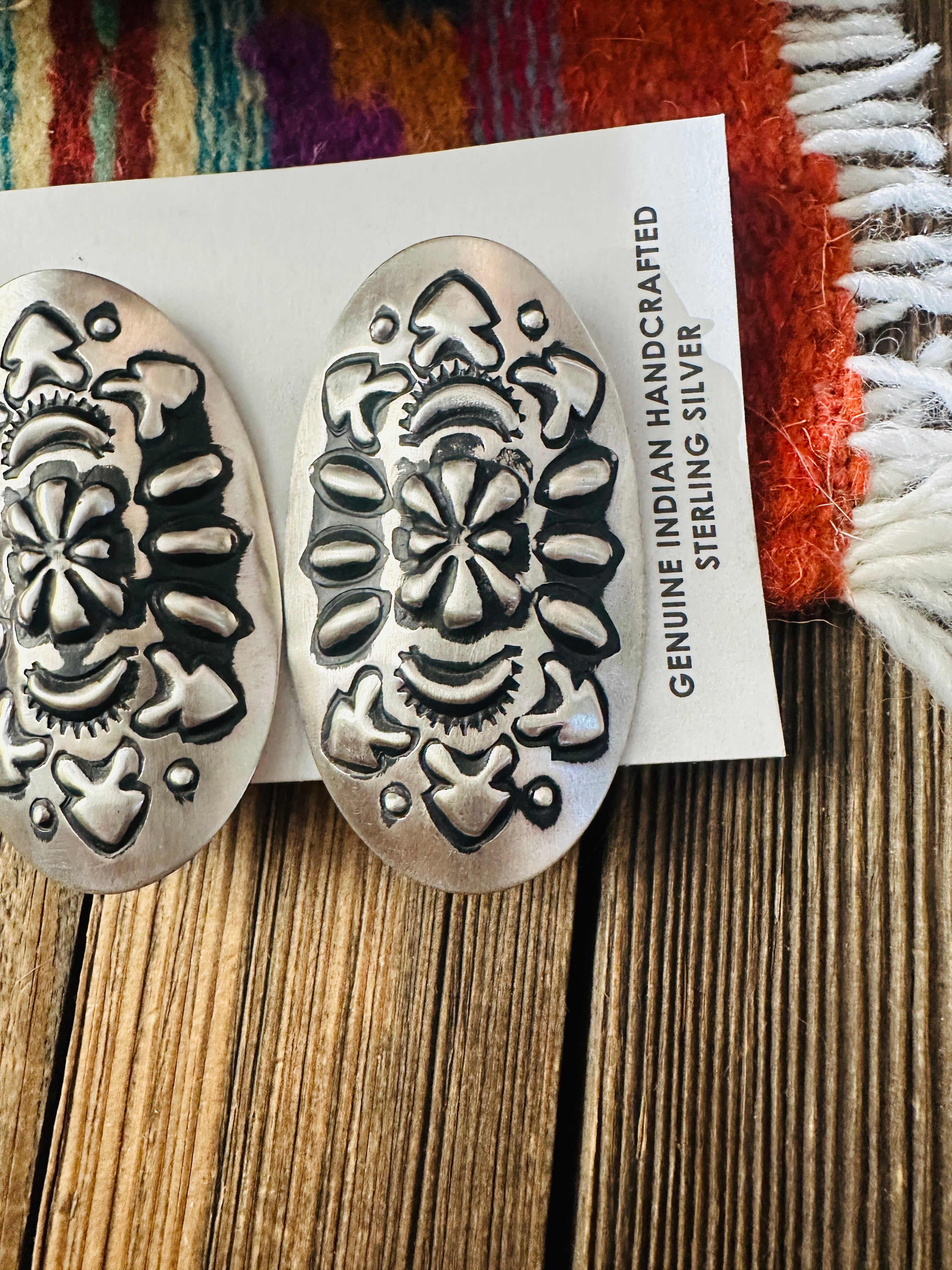 Handcrafted Sterling Silver Concho Post Earrings by Leander Tahe