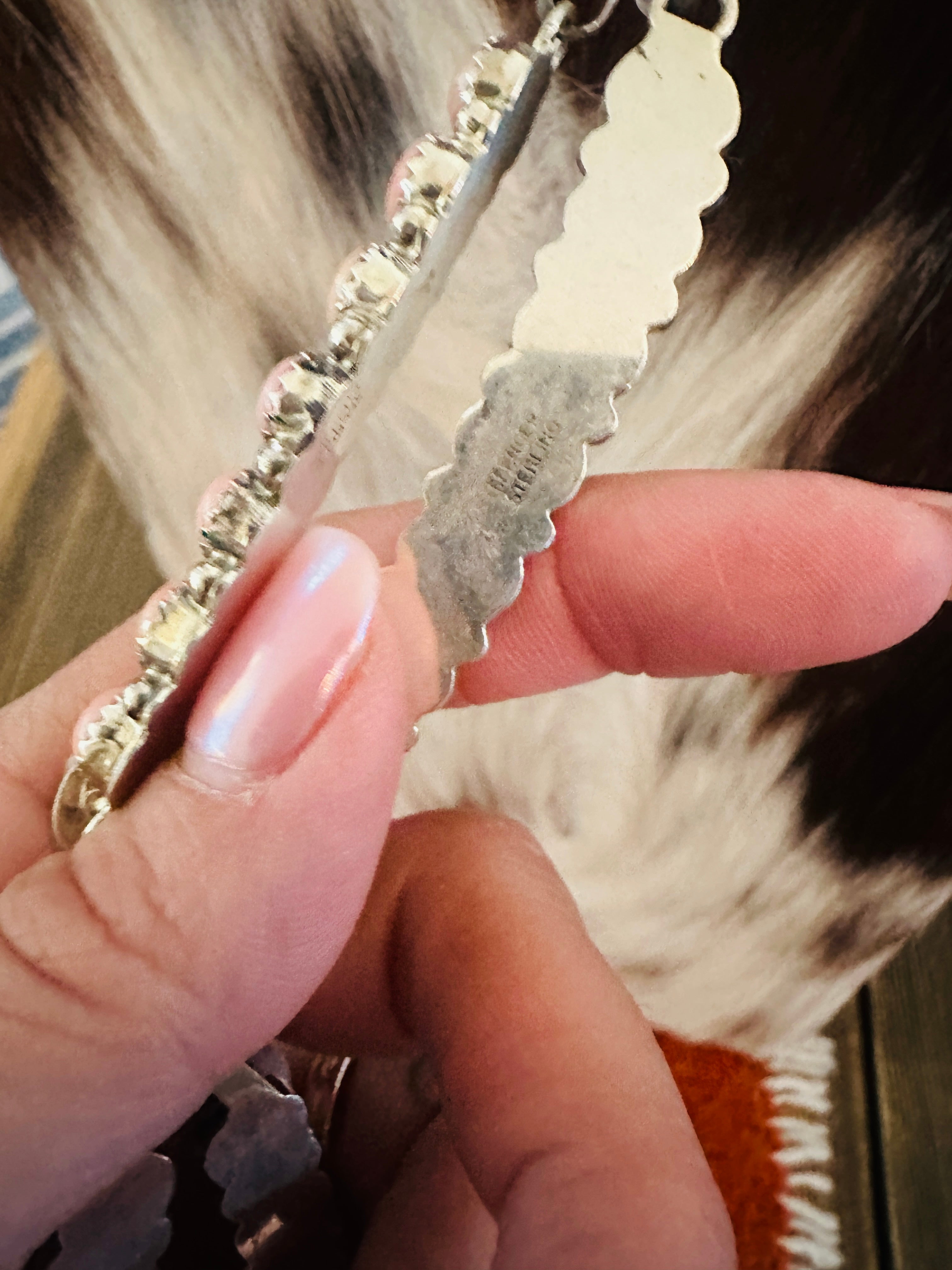 Handcrafted Queen Pink Conch & Sterling Silver Cluster Necklace
