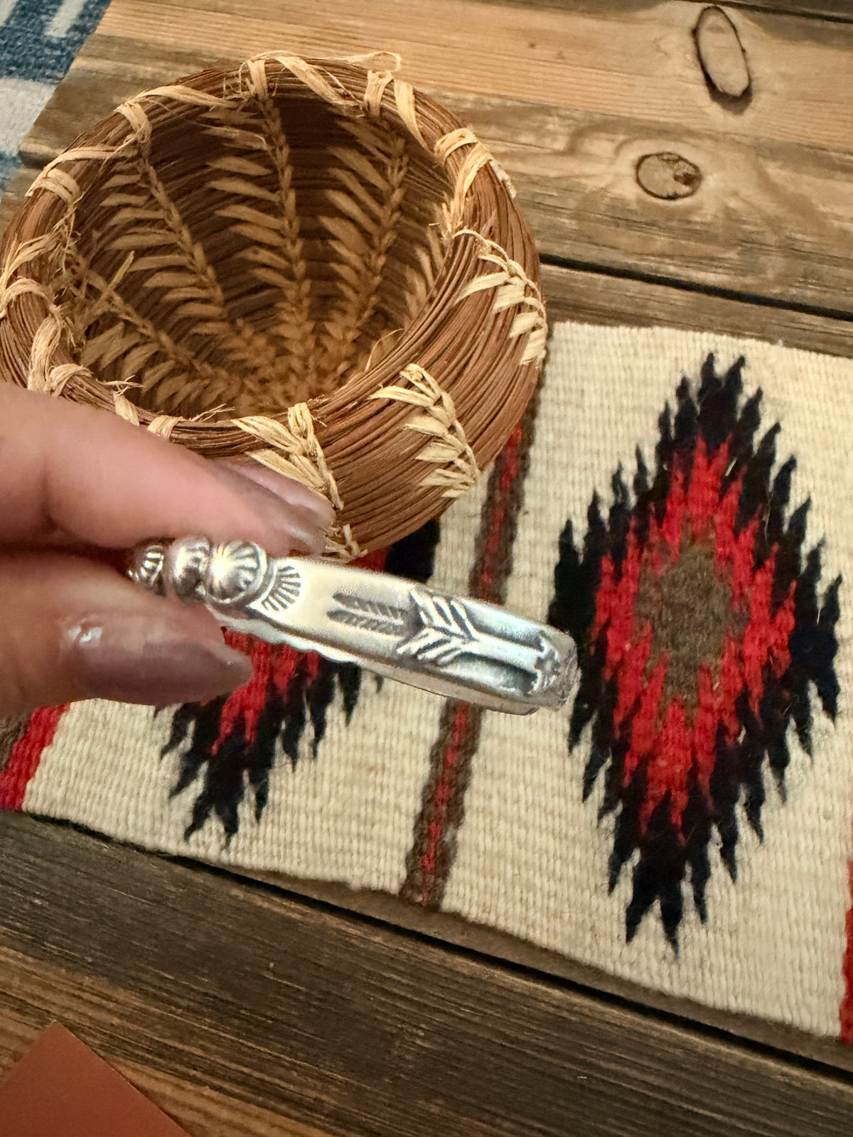 Handcrafted Sterling Silver Studded Cuff Bracelet