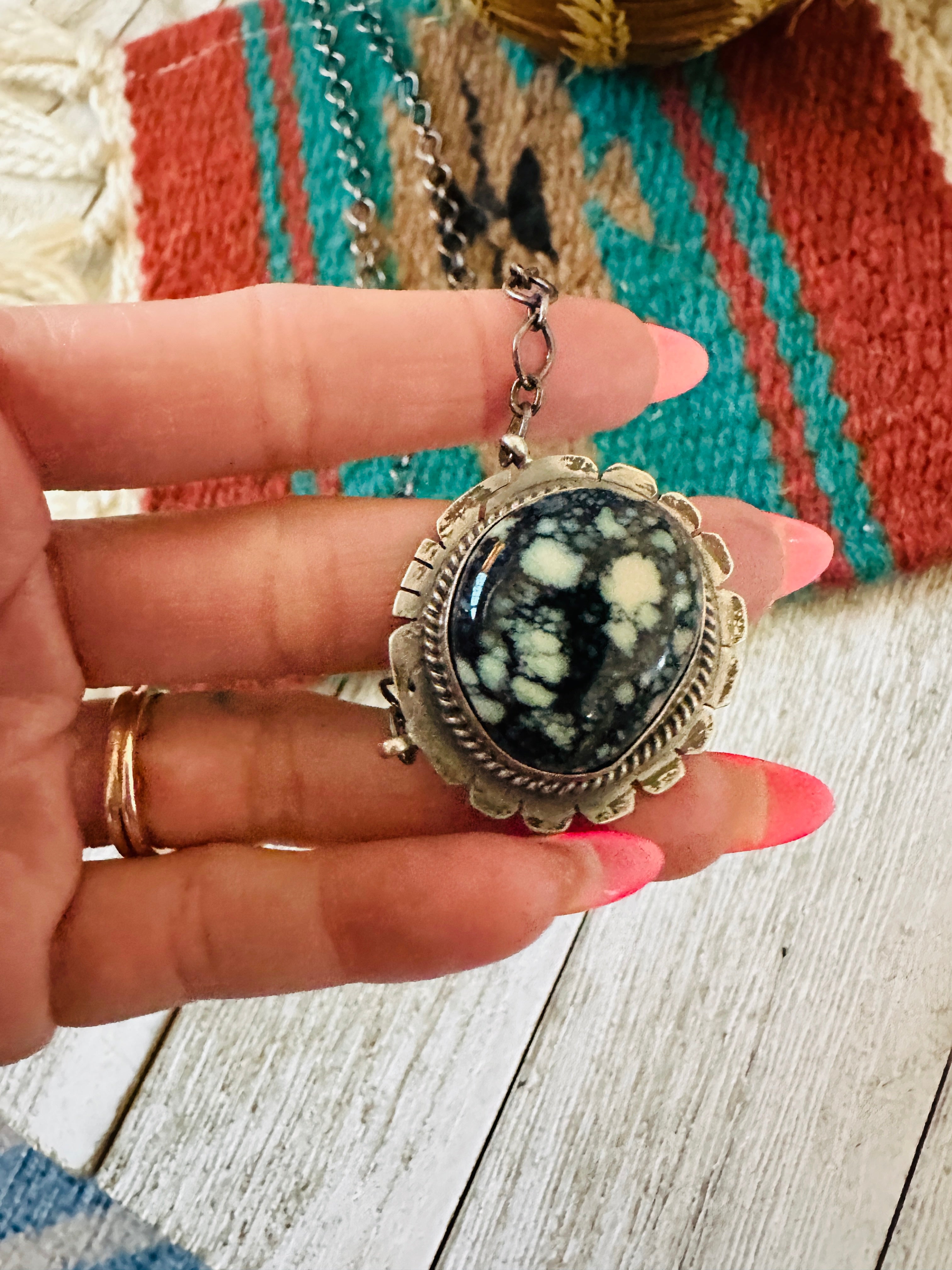 Handcrafted Sterling Silver & Tibetan Turquoise Necklace