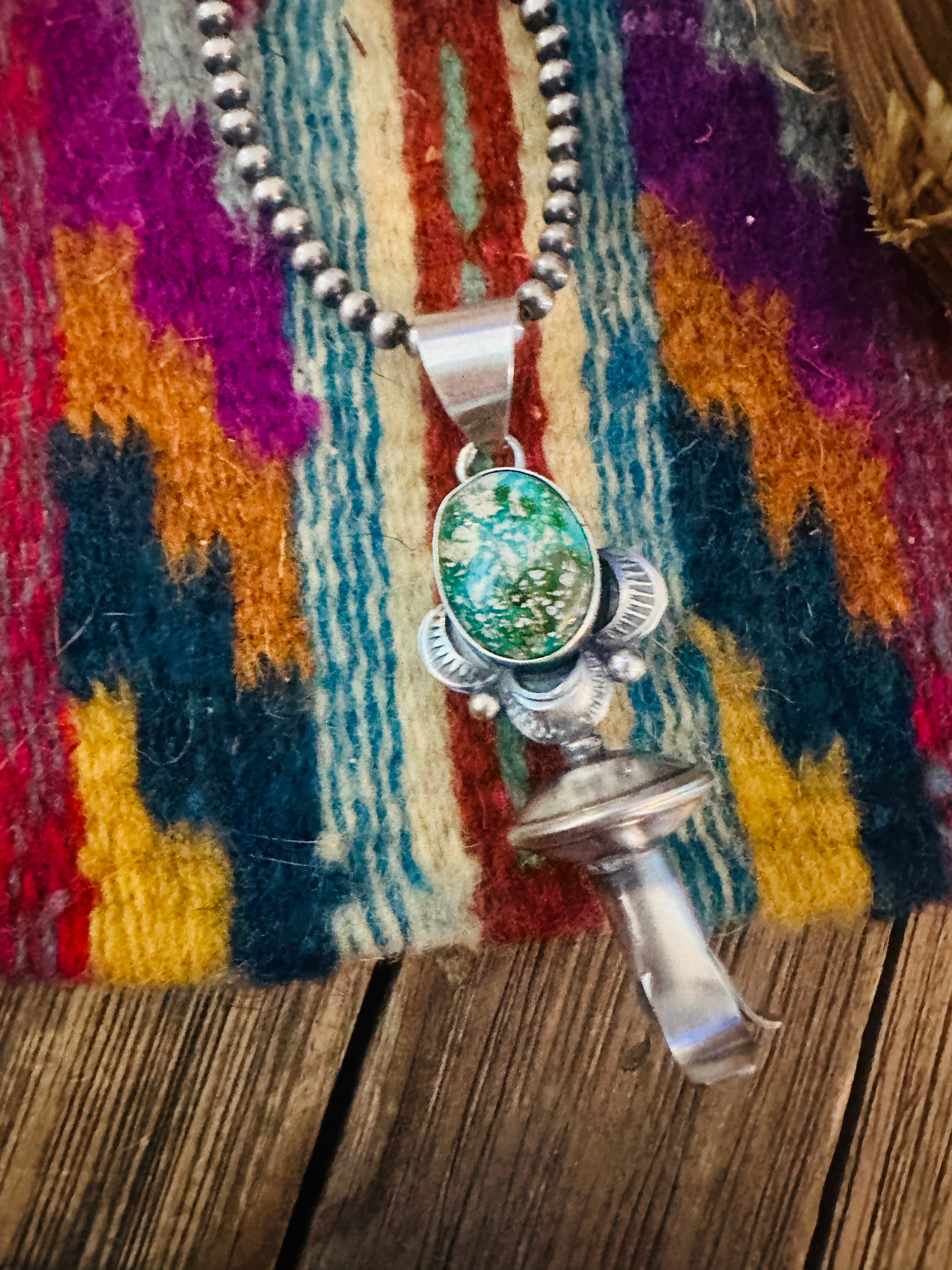 Handcrafted Sterling Silver & Sonoran Mountain Turquoise Blossom Pendant