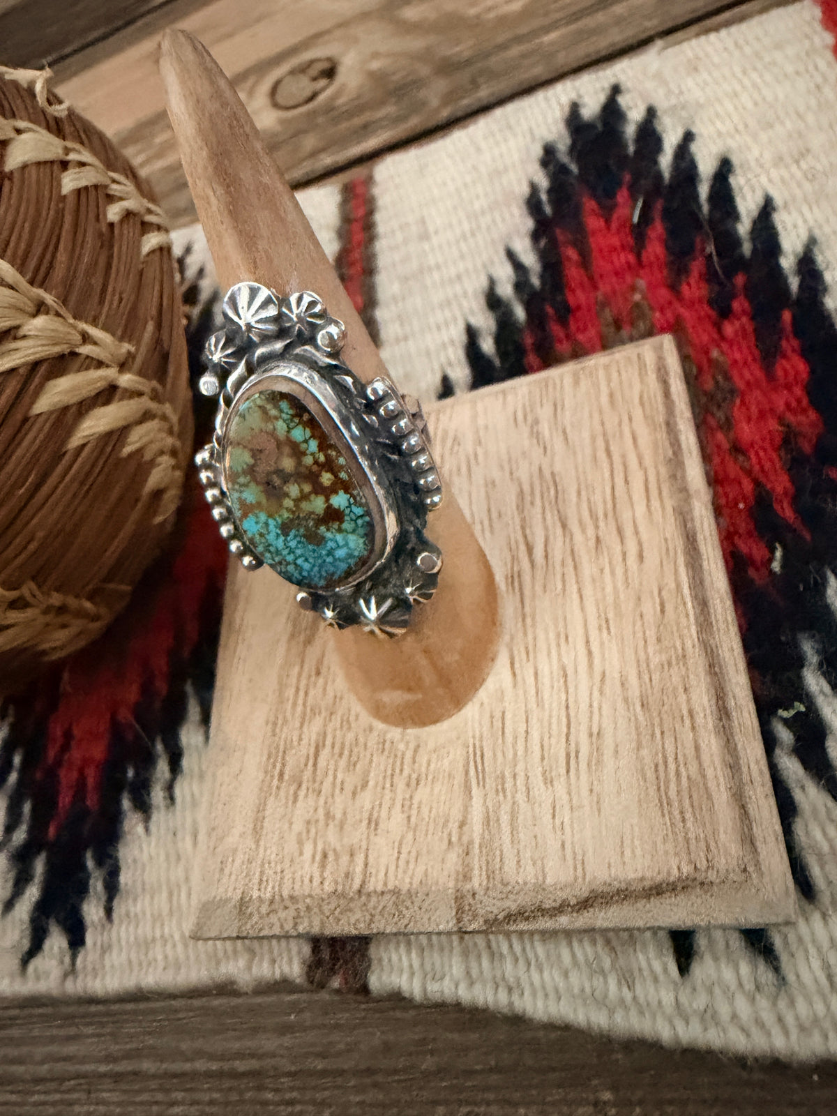 Handcrafted Royston Turquoise & Sterling Silver Ring 5.75 by Rosella Paxson