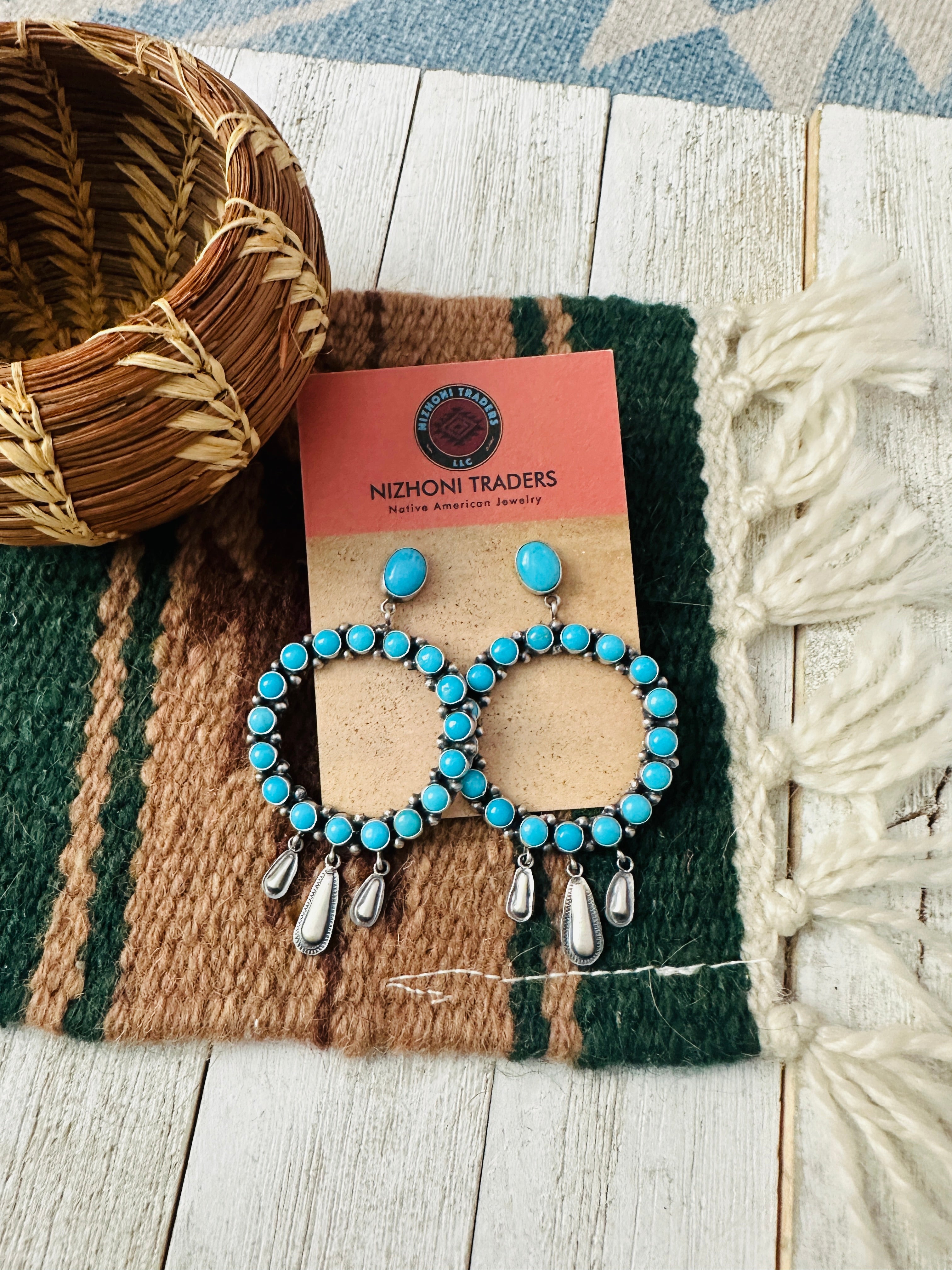 Navajo Turquoise & Sterling Silver Dangle Earrings