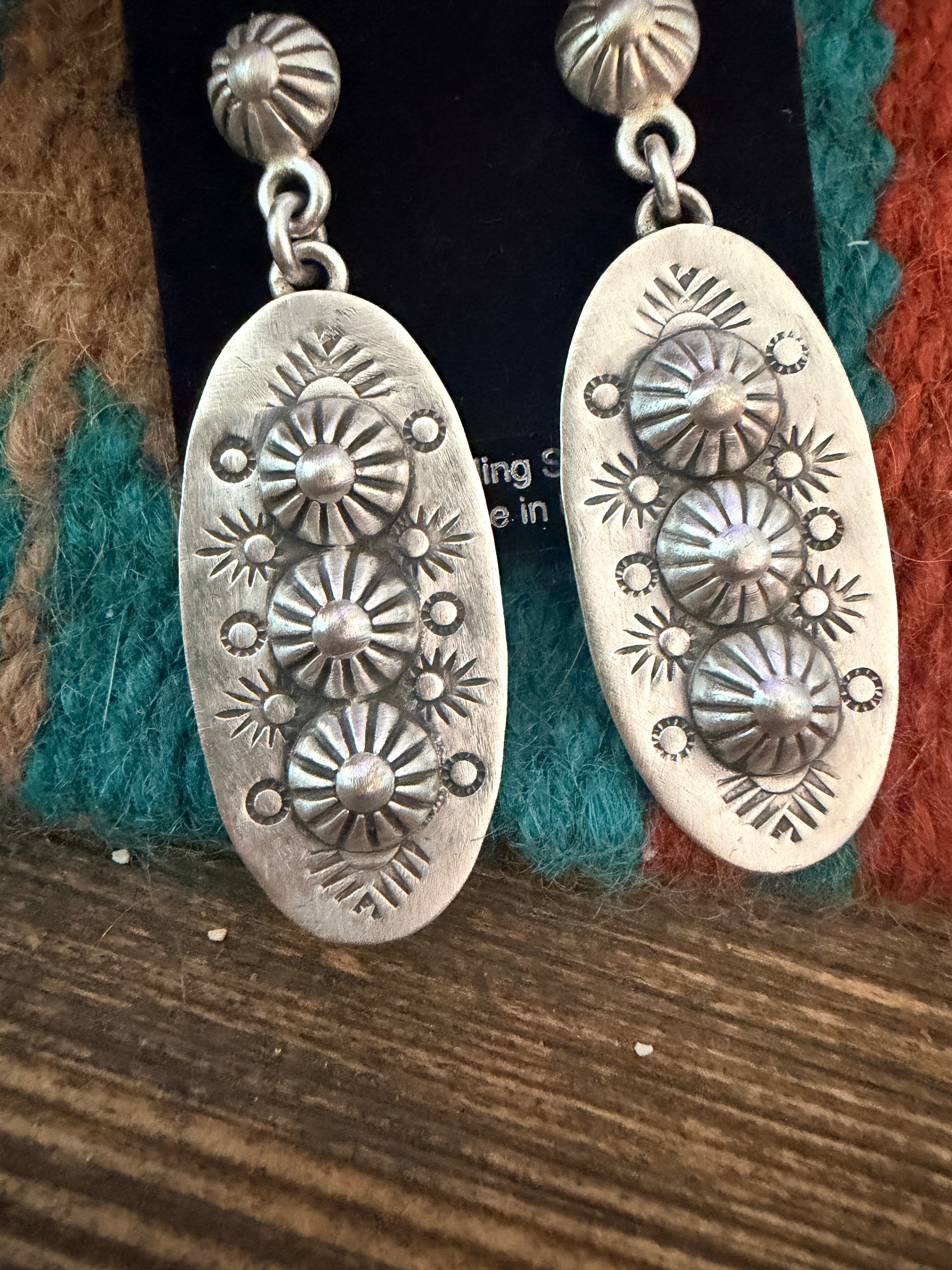 Handmade Sterling Silver Concho Dangle Earrings