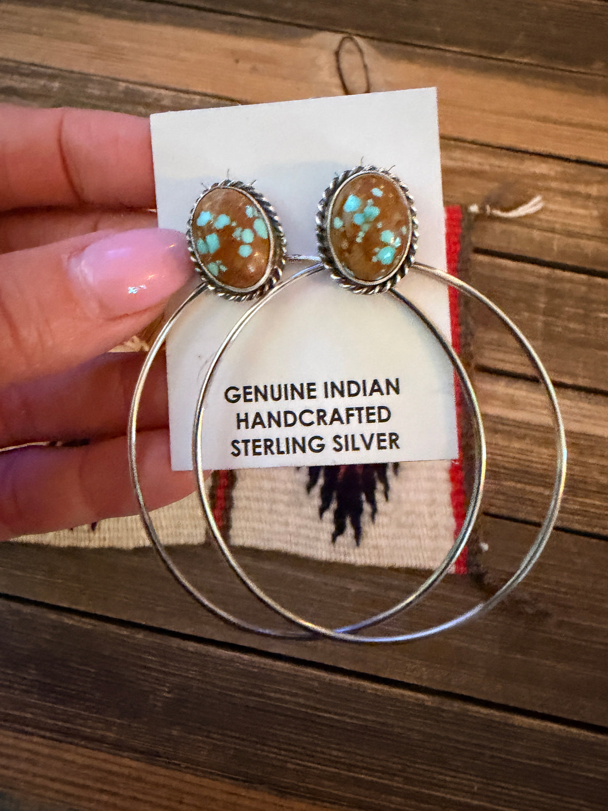 Handcrafted Number 8 Turquoise & Sterling Silver Hoop Earrings by Elouise Kee