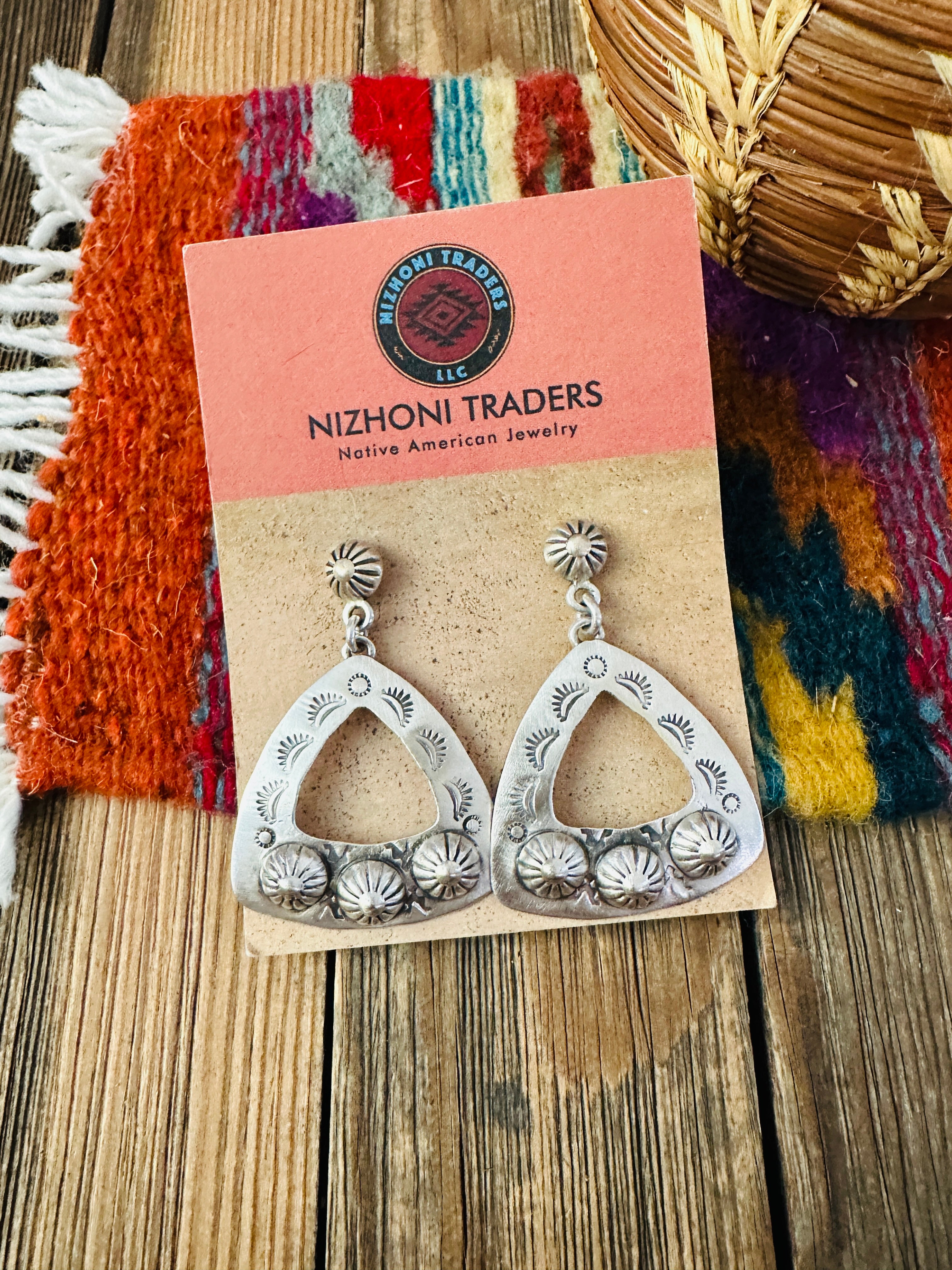 Handcrafted Sterling Silver Concho Dangle Earrings