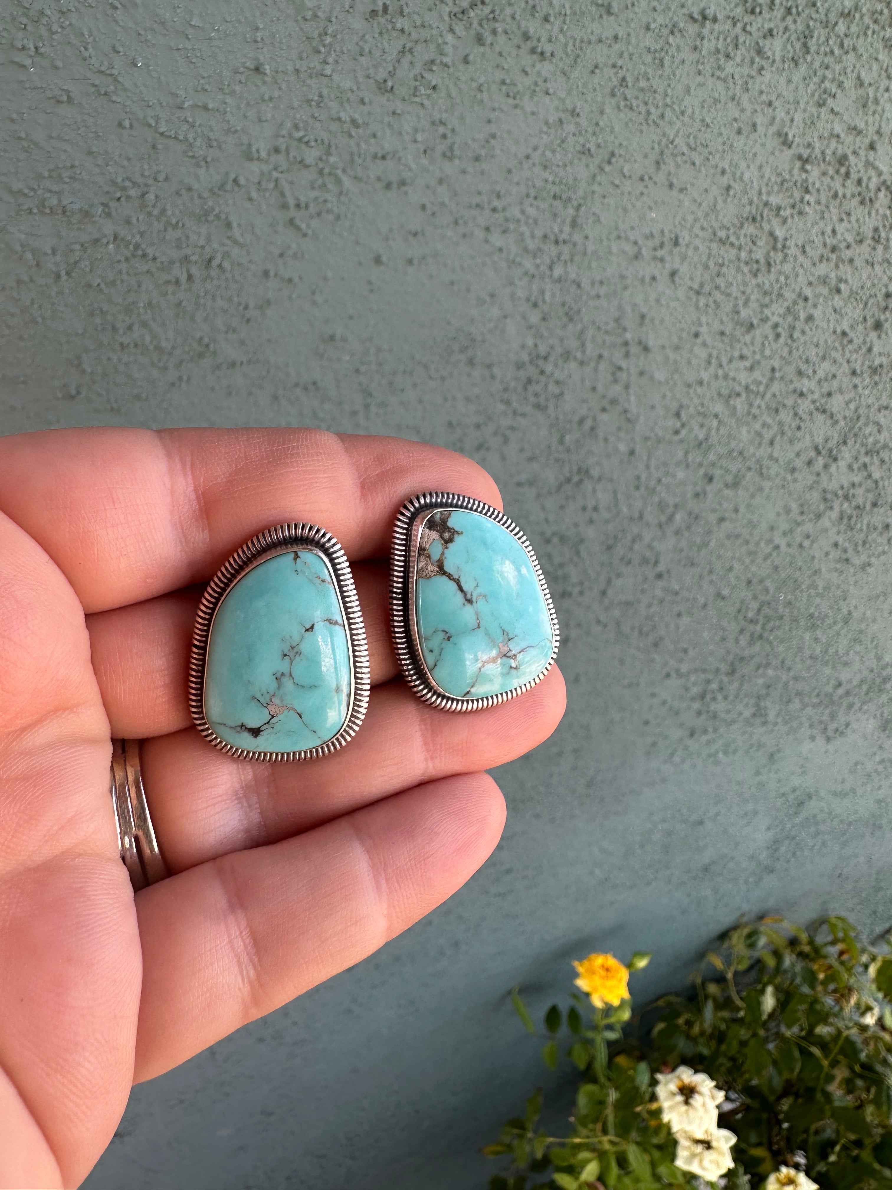 “The Sandra” Navajo Sterling Silver & Turquoise Post Earrings