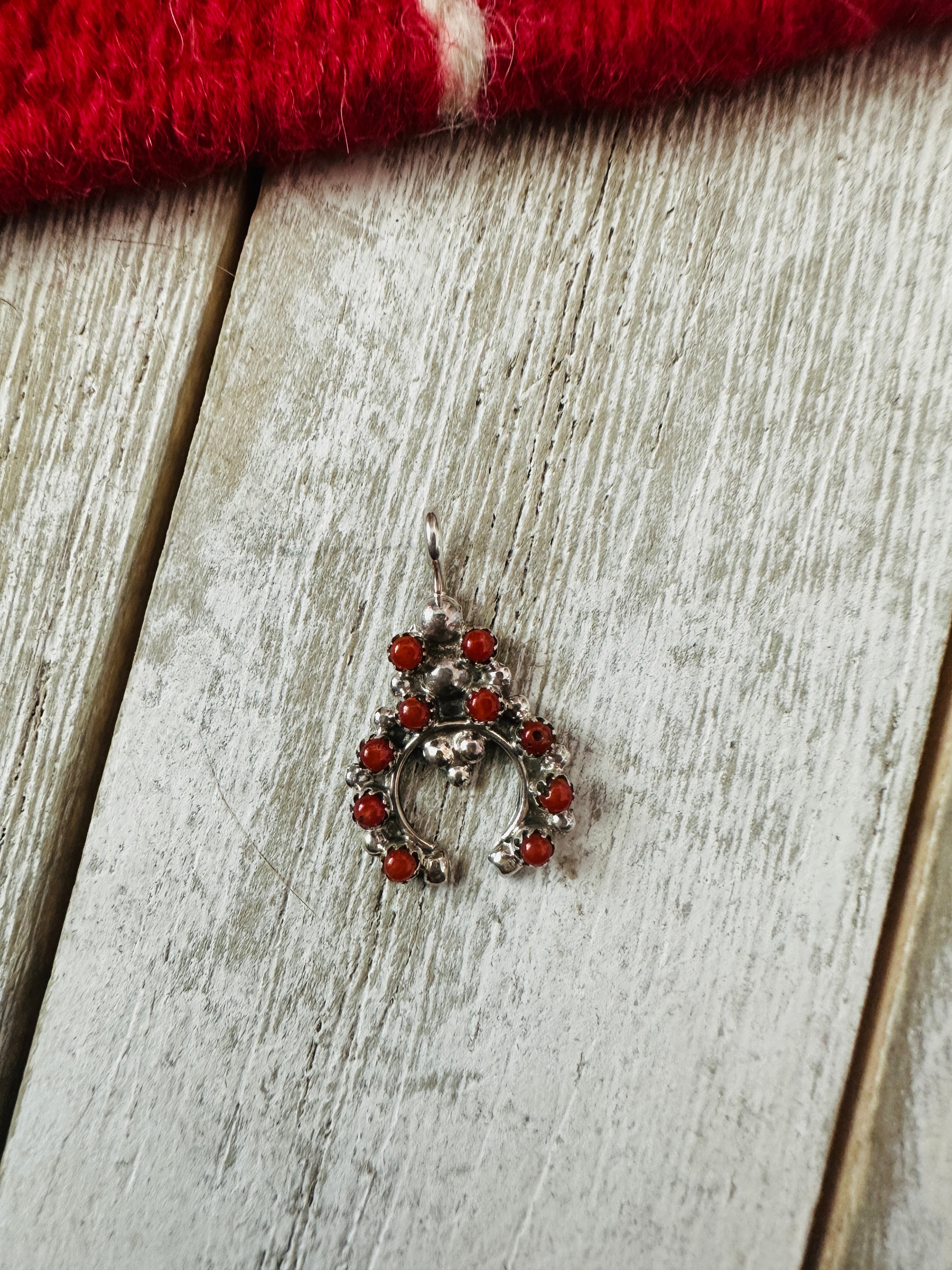 Handcrafted Sterling Silver & Coral Mini Naja Pendant