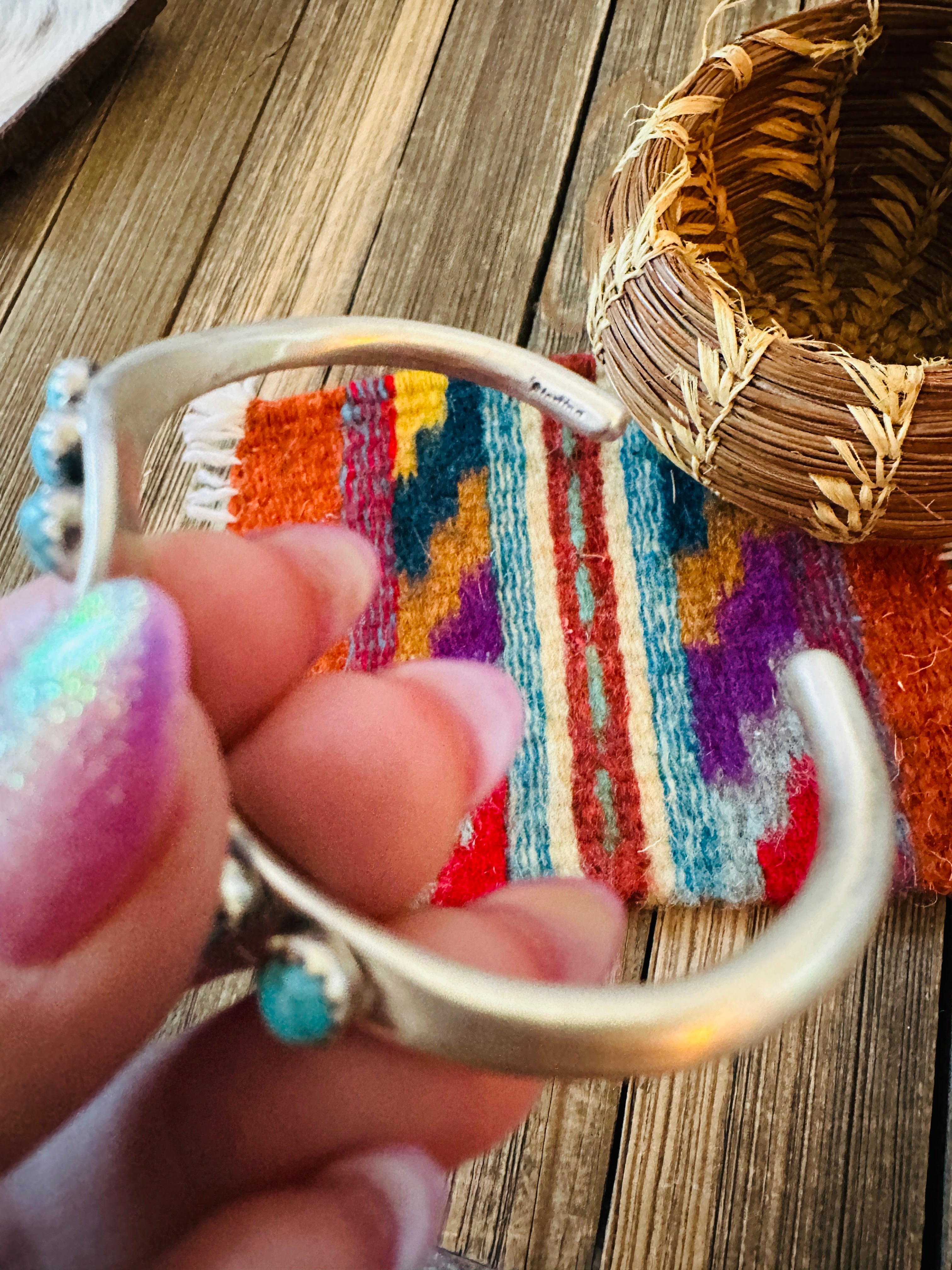 Handcrafted Twisted Sterling Silver & Turquoise Cuff Bracelet