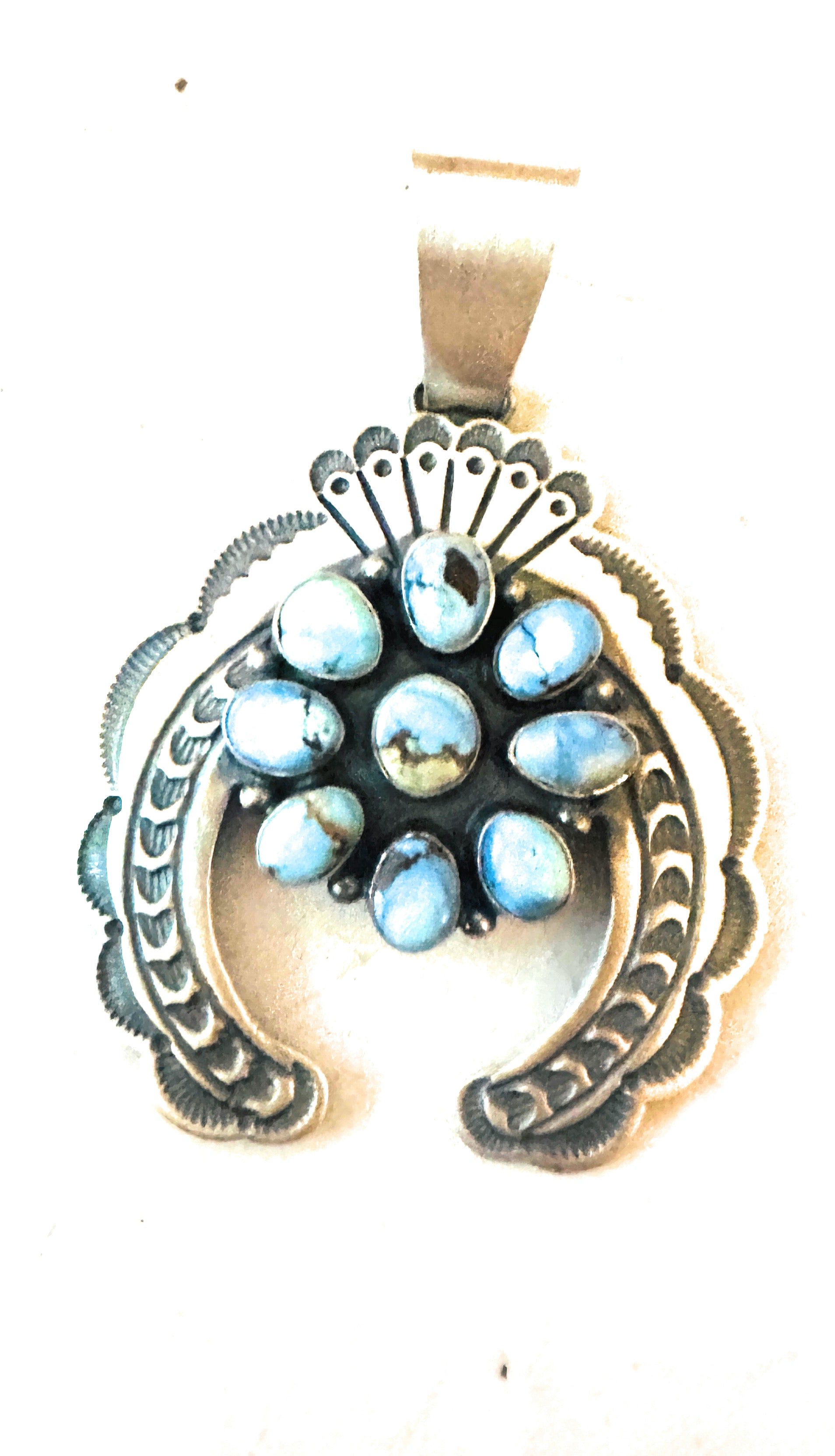 Navajo Sterling Silver & Golden Hills Turquoise Naja Pendant