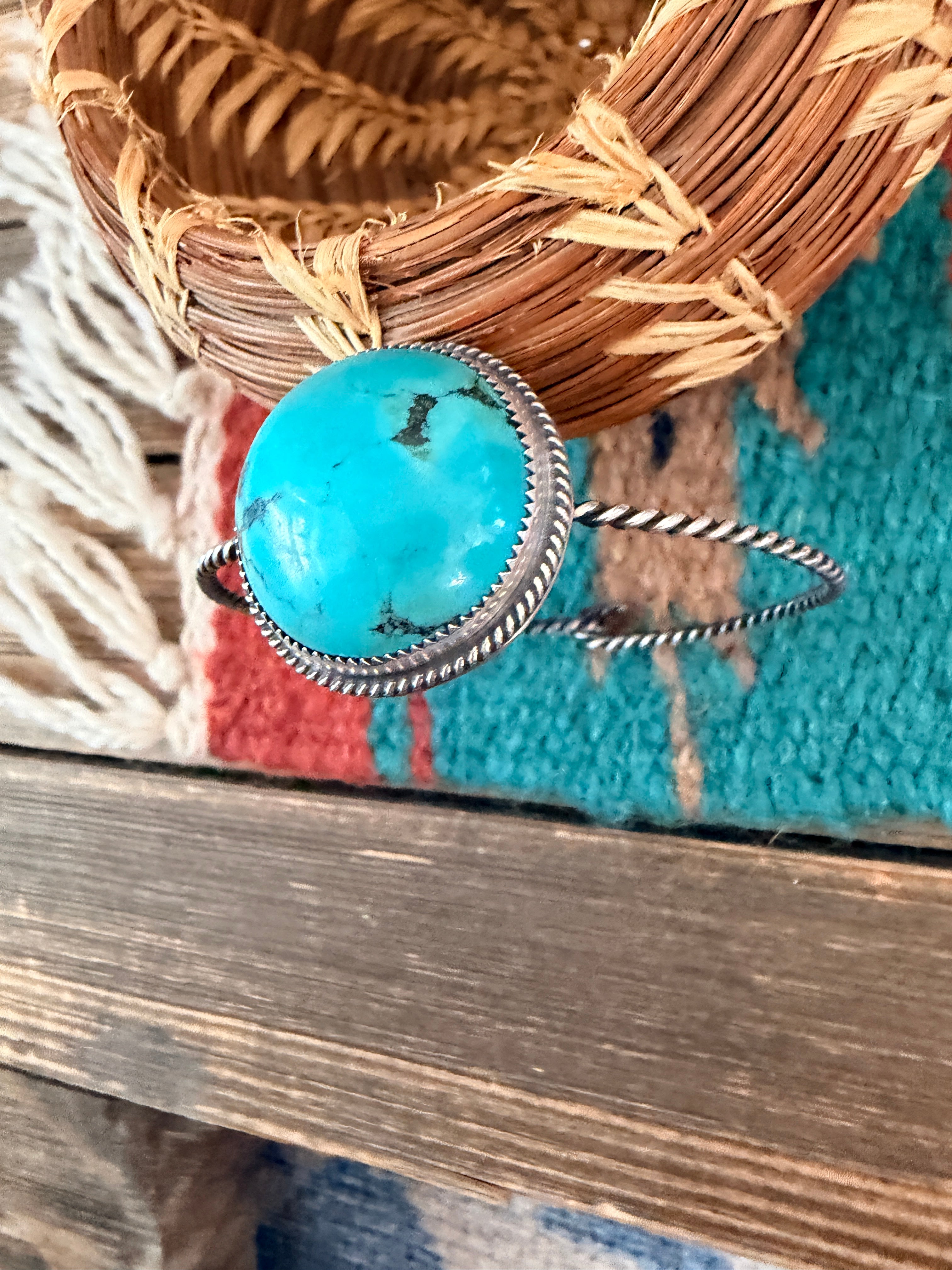 Handmade Turquoise & Sterling Silver Bangle Bracelet
