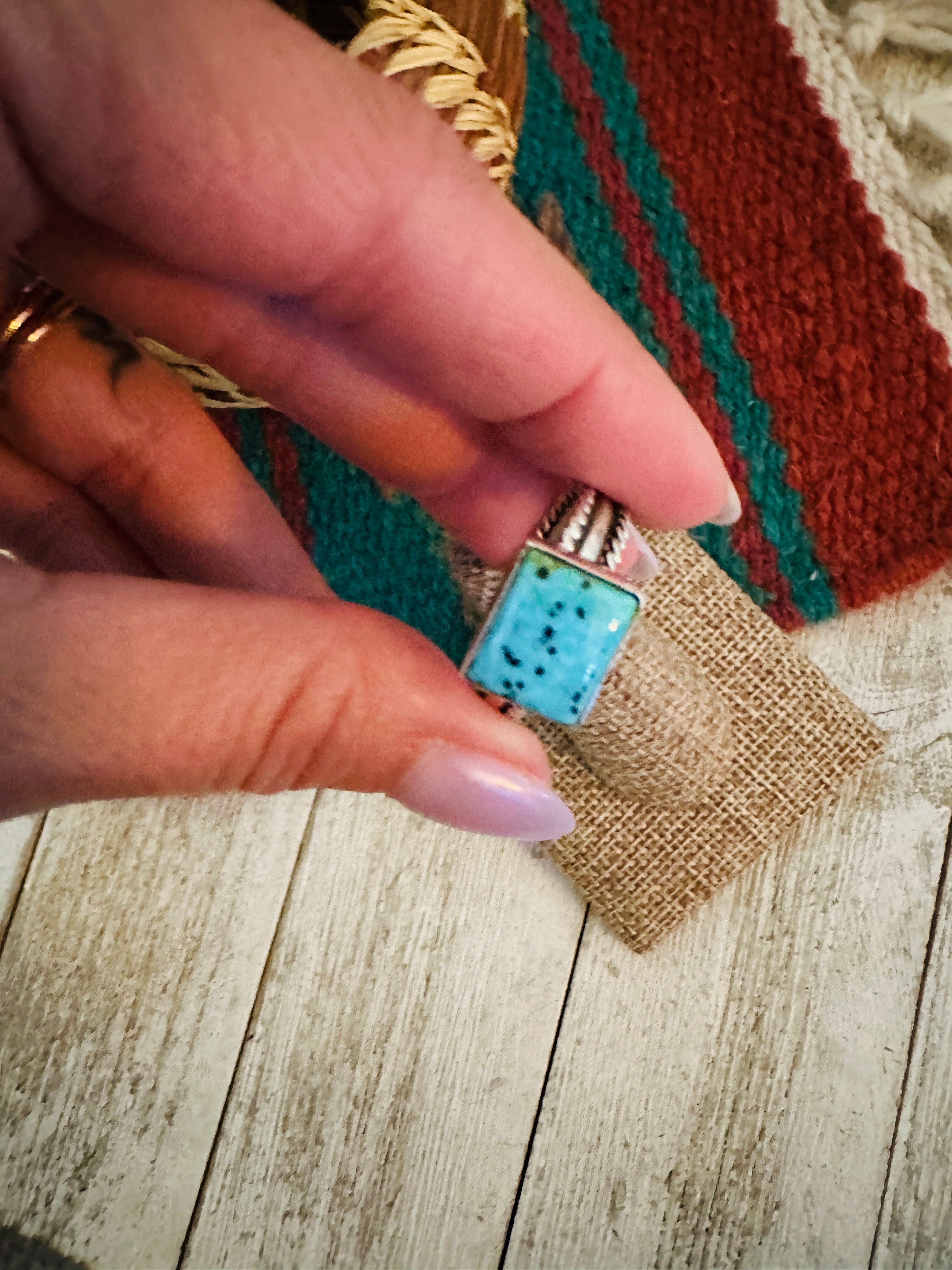 Handcrafted Sterling Silver & Turquoise Ring Size 9