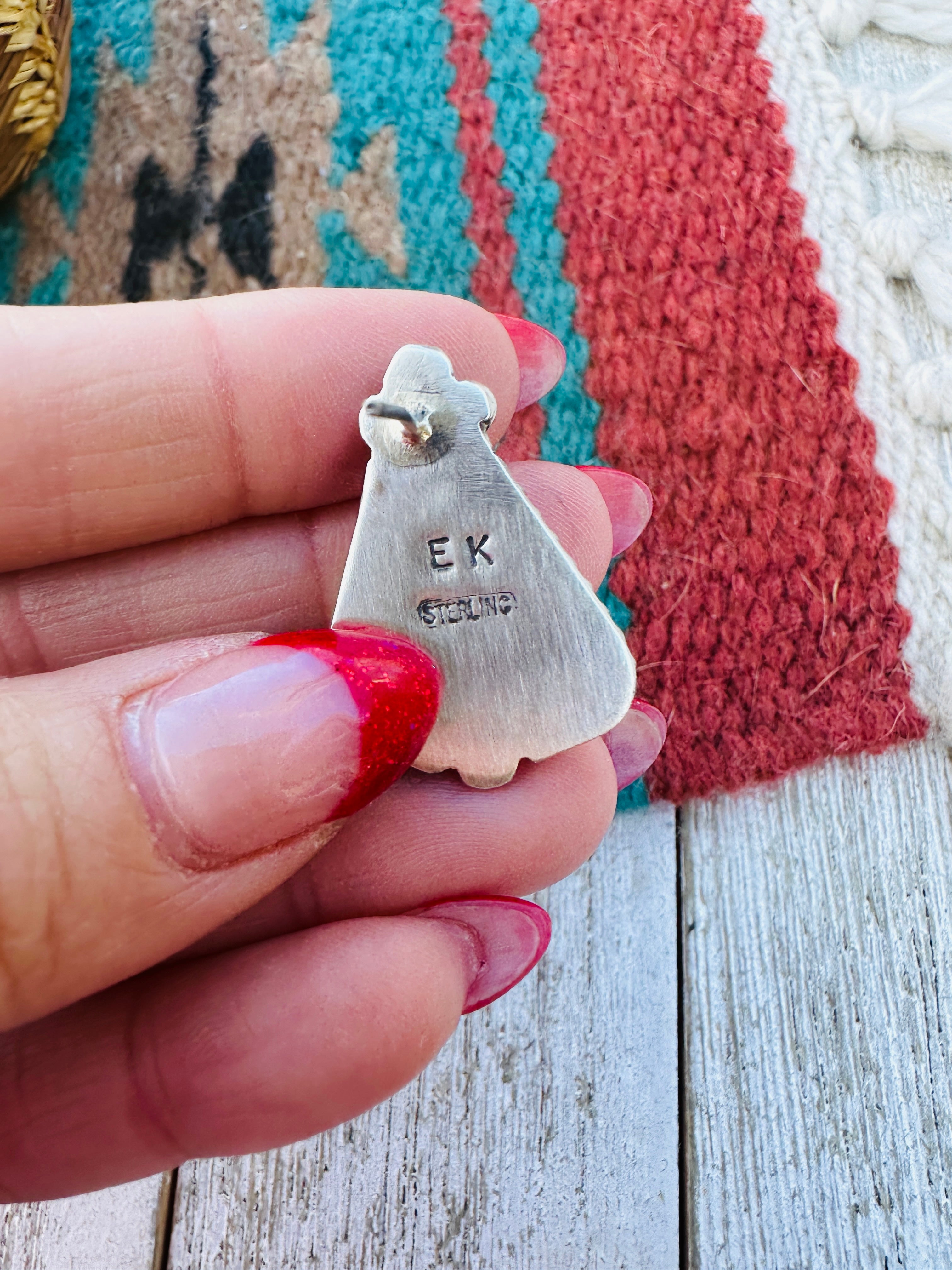 Handcrafted Kingman Turquoise & Sterling Silver Post Earrings