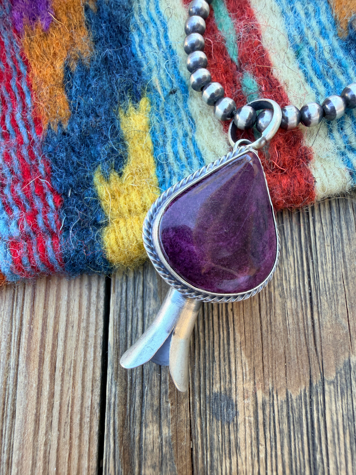 Handcrafted Sterling Silver & Purple Spiny Oyster Blossom Pendant