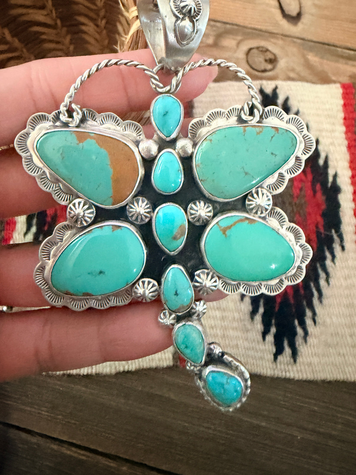 Handcrafted Sterling Silver & Turquoise Dragonfly Pendant by Alice McShirley