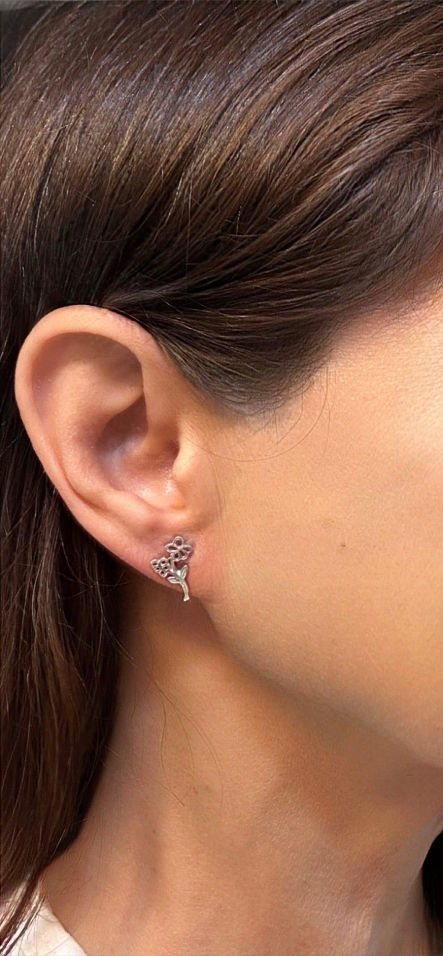 Sterling Silver Birthday Flower Stud Earrings February