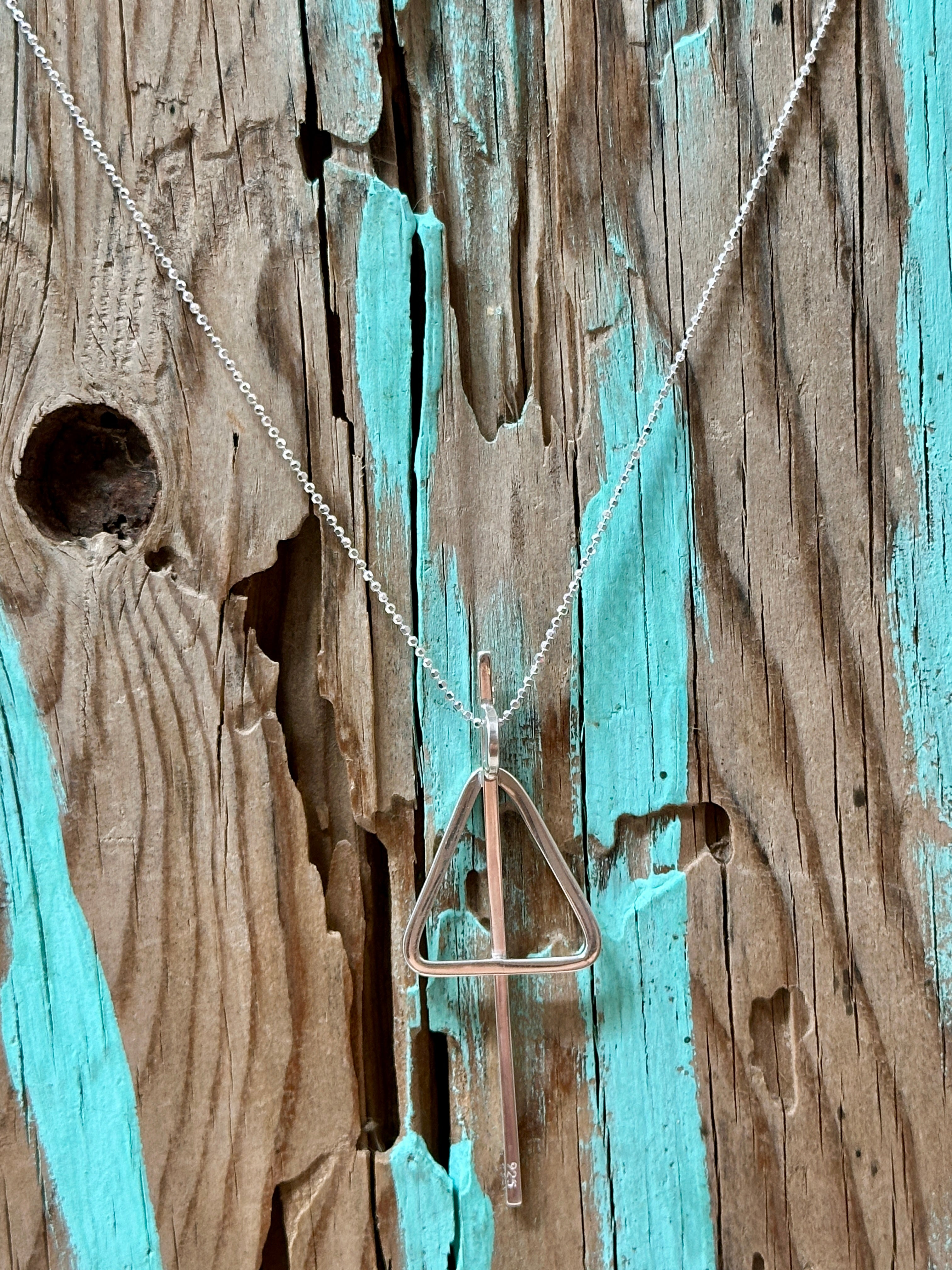 Pierced Triangle Pendant Sterling Silver Necklace