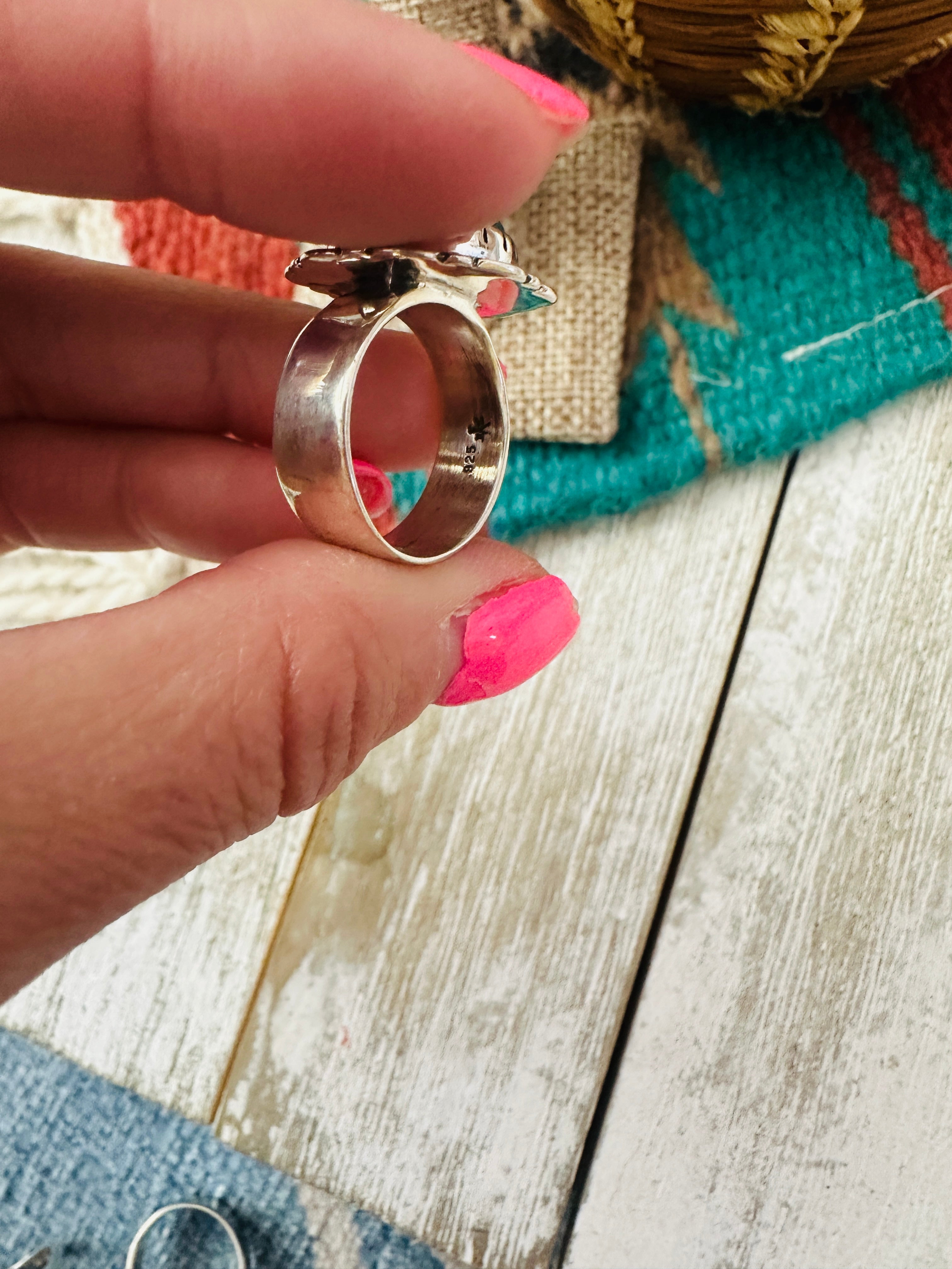 Handcrafted Sterling Silver & Pink Dream Mojave Ring Size 6.5