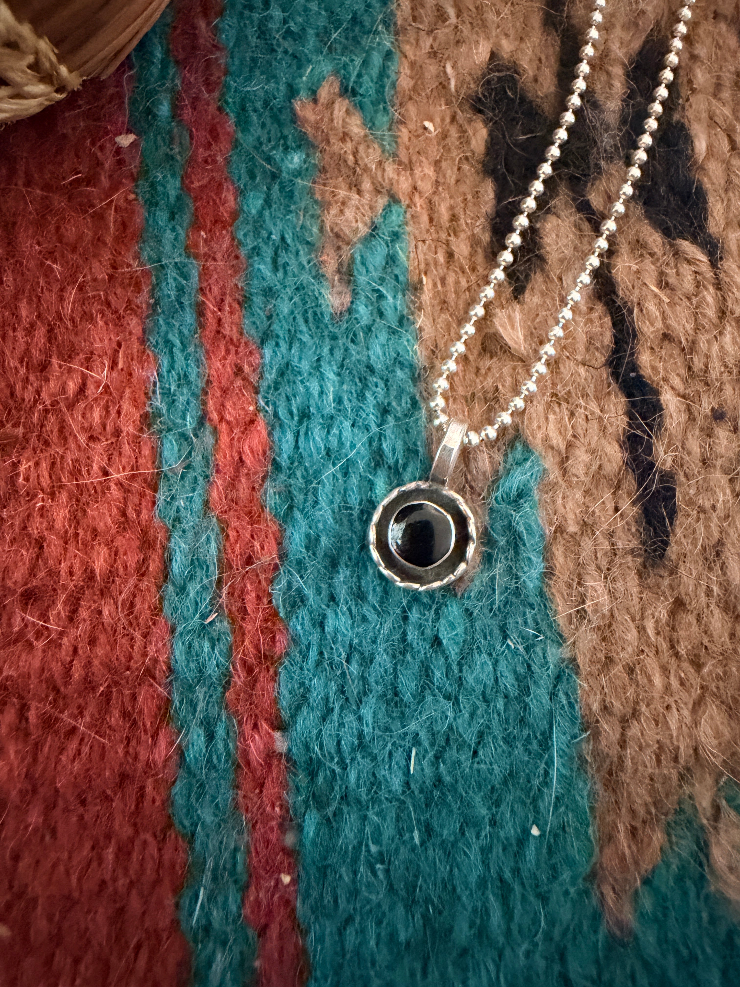 Handcrafted Sterling Silver and Black Onyx Mini Pendant