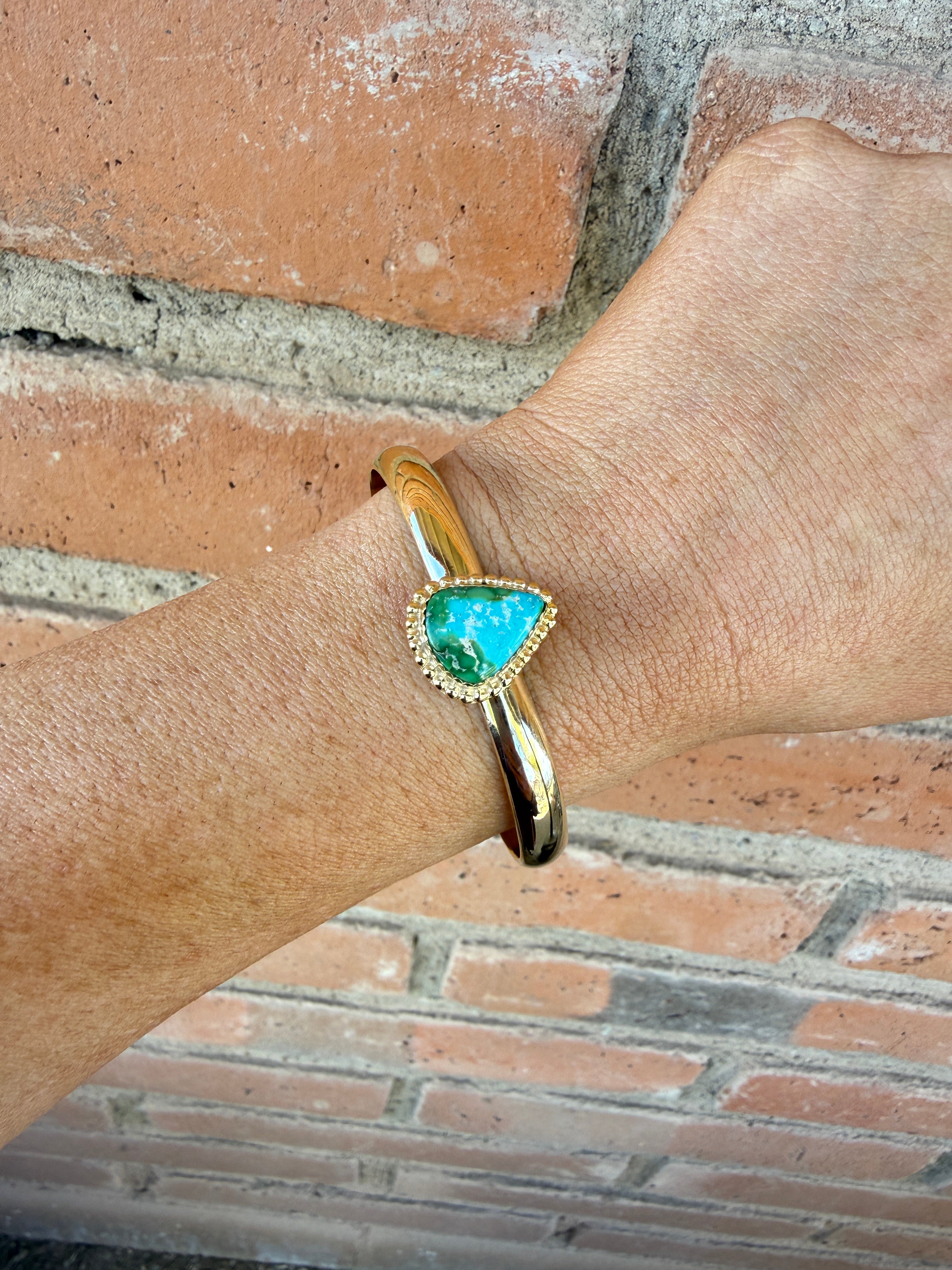 “The Golden Collection” Handmade Gold Plated Sterling Silver Natural Sonoran Mountain Turquoise Bracelet style 1