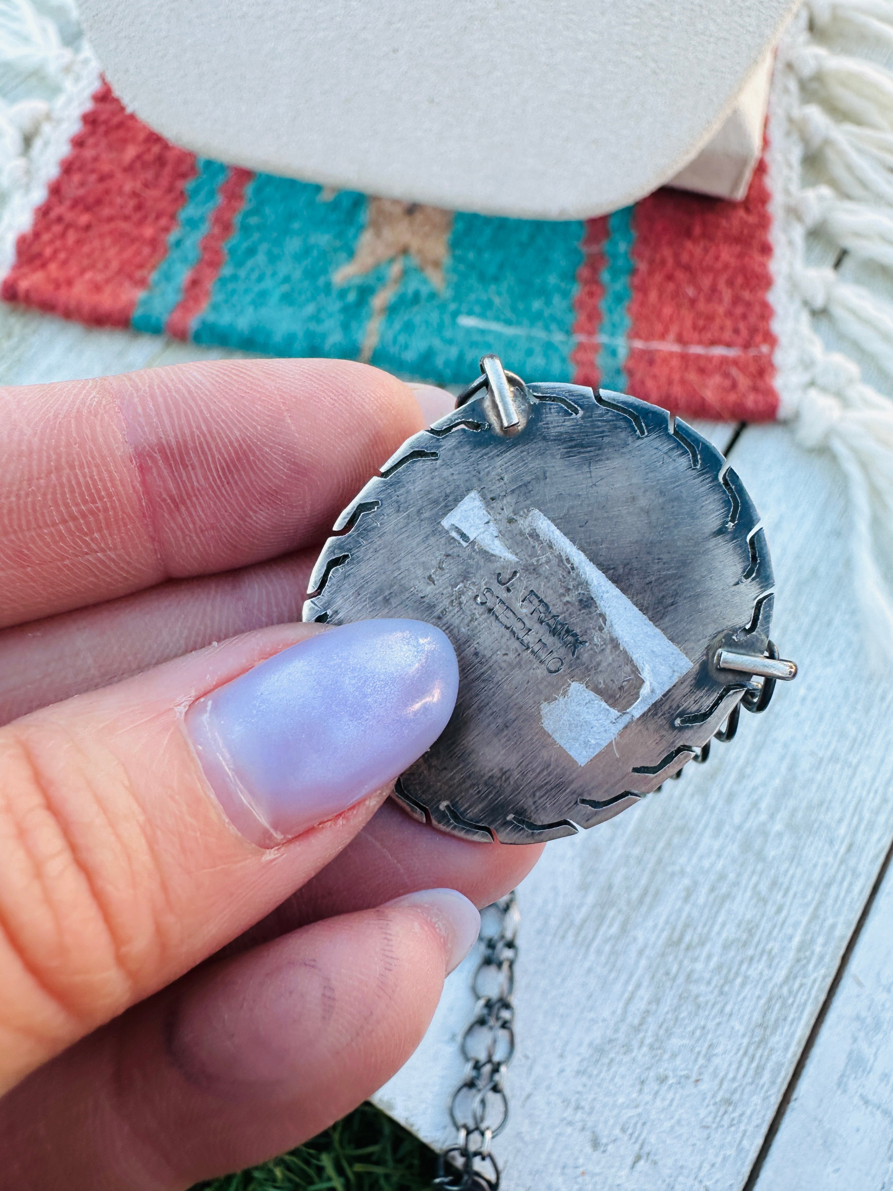 Handcrafted Sterling Silver 18” Link Chain & Tibetan Turquoise Necklace