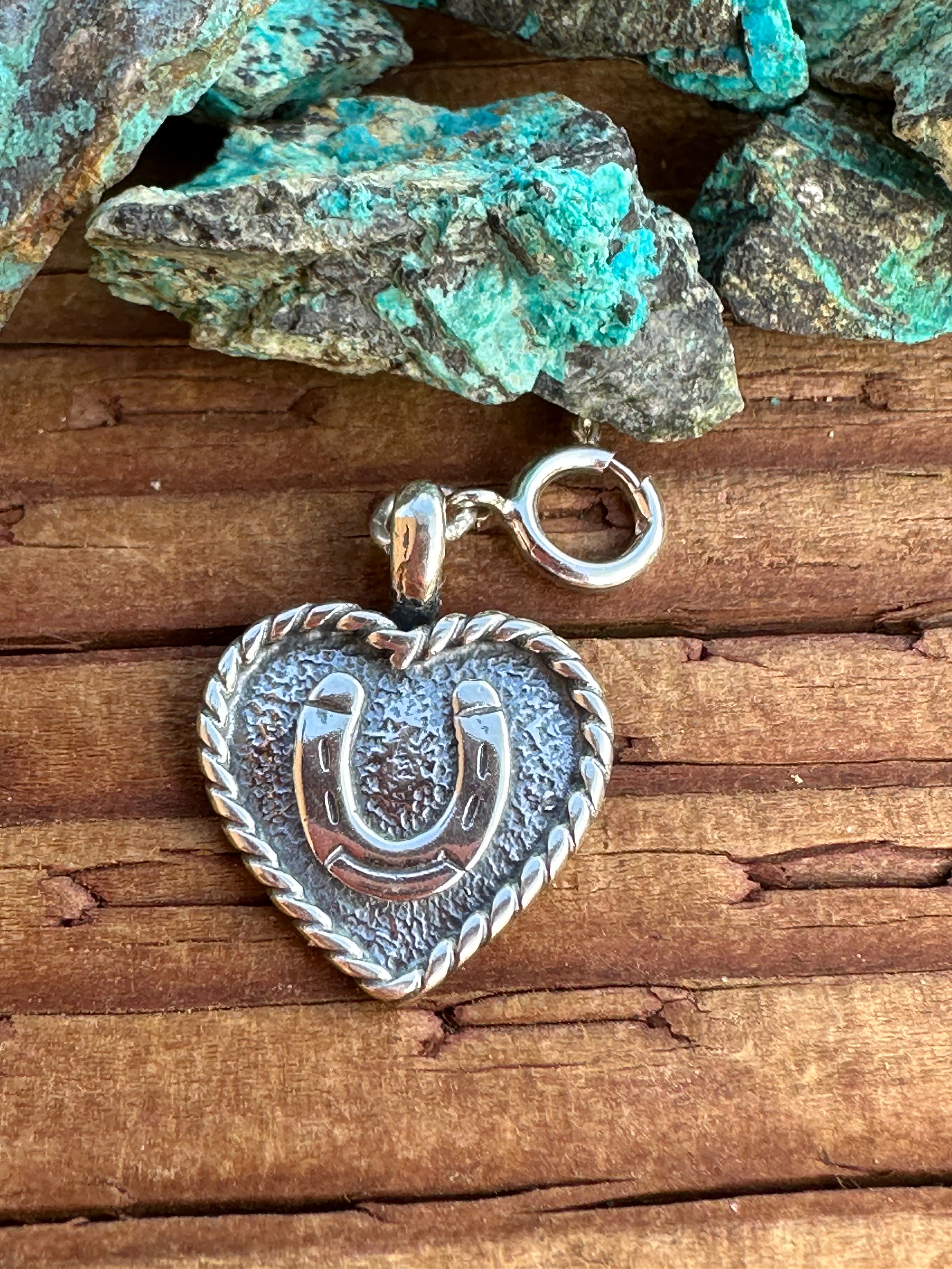 Sterling Silver Heart  Horseshoe Charm