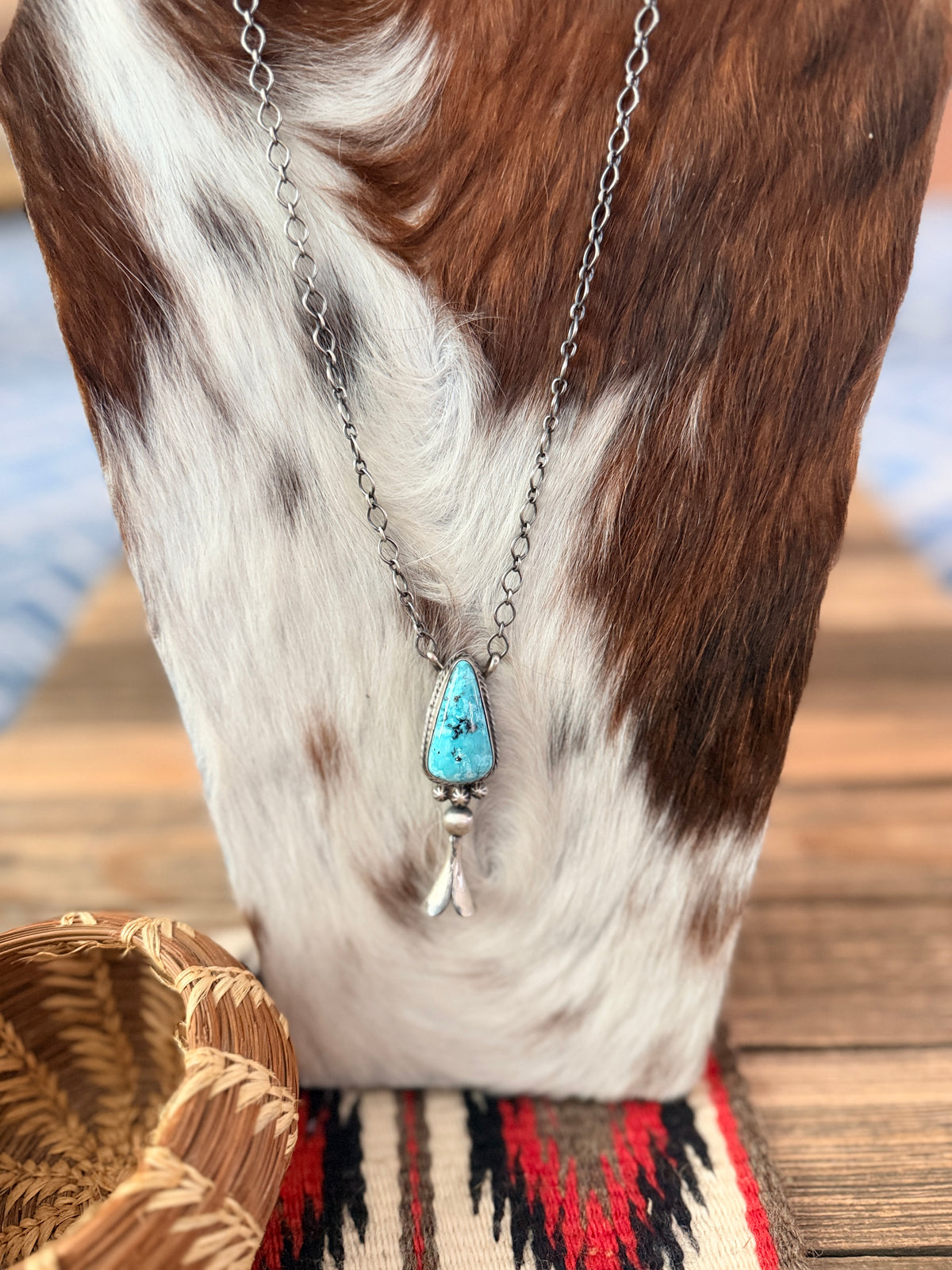 Handcrafted Turquoise & Sterling Silver Blossom Necklace by Sheila Becenti