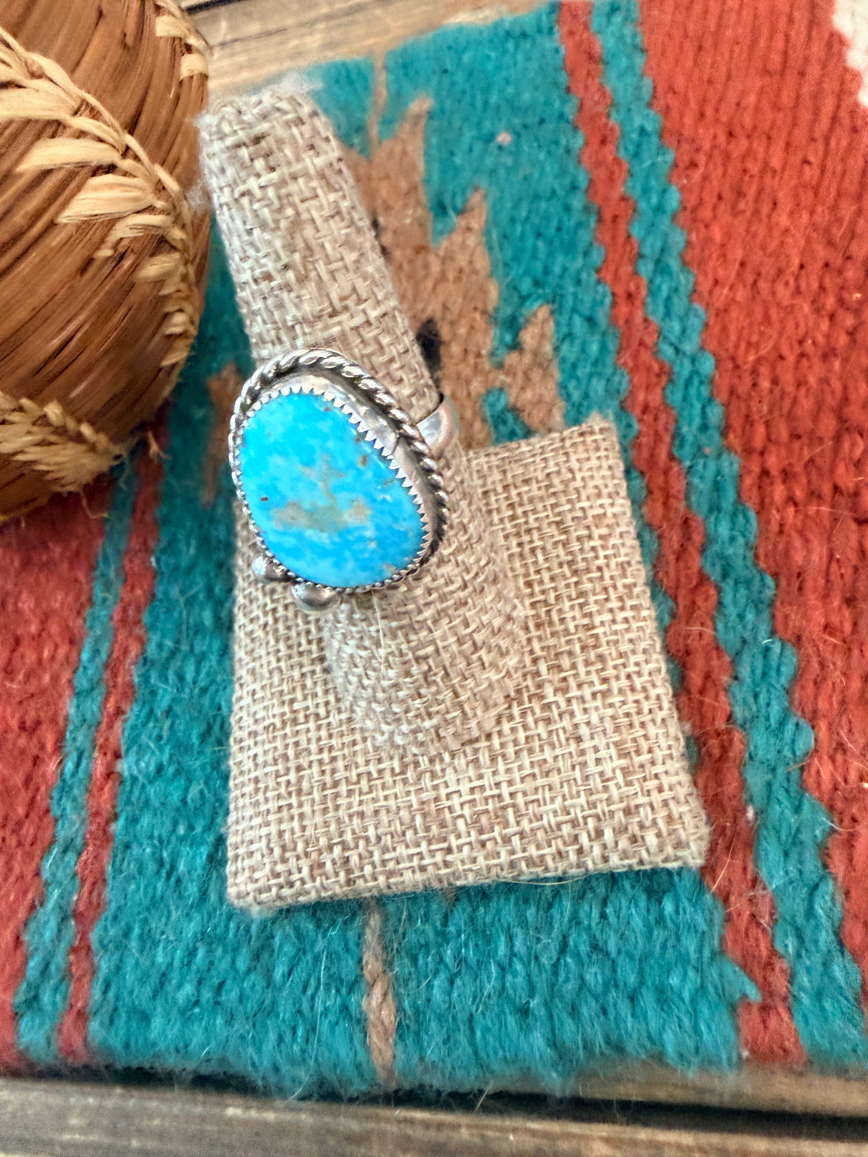 Handmade Sterling Silver & Turquoise Adjustable Ring