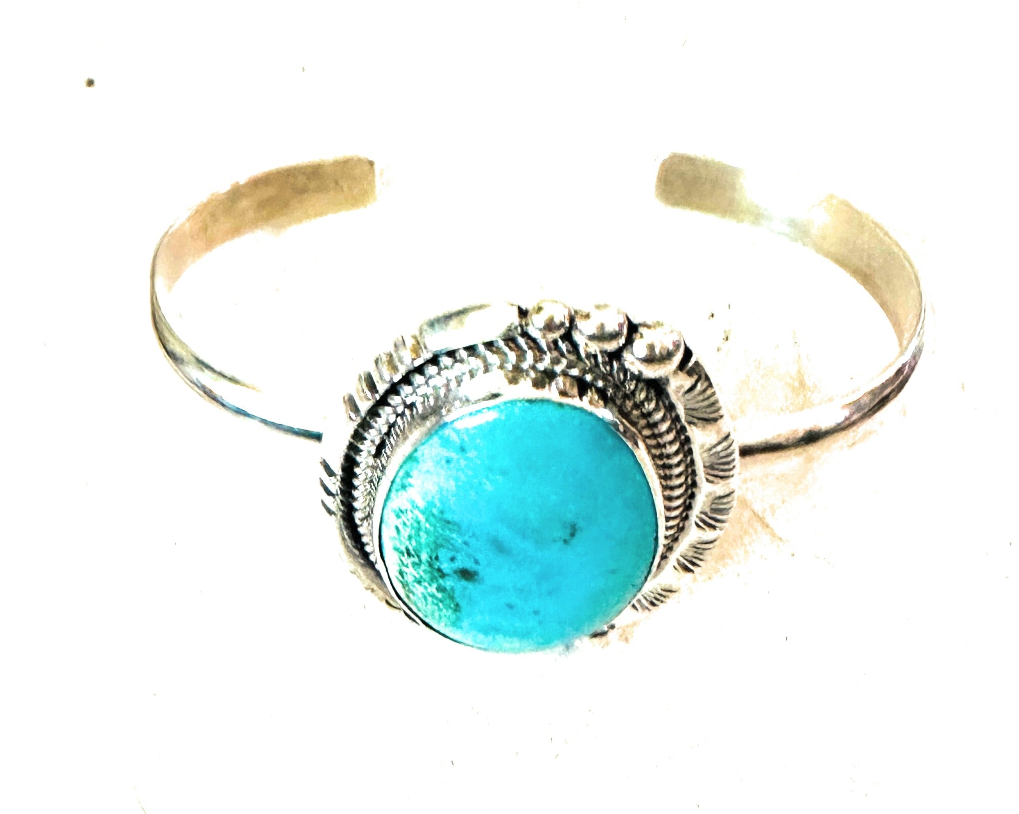 Navajo Sterling Silver & Turquoise Cuff Bracelet by Francis Fred