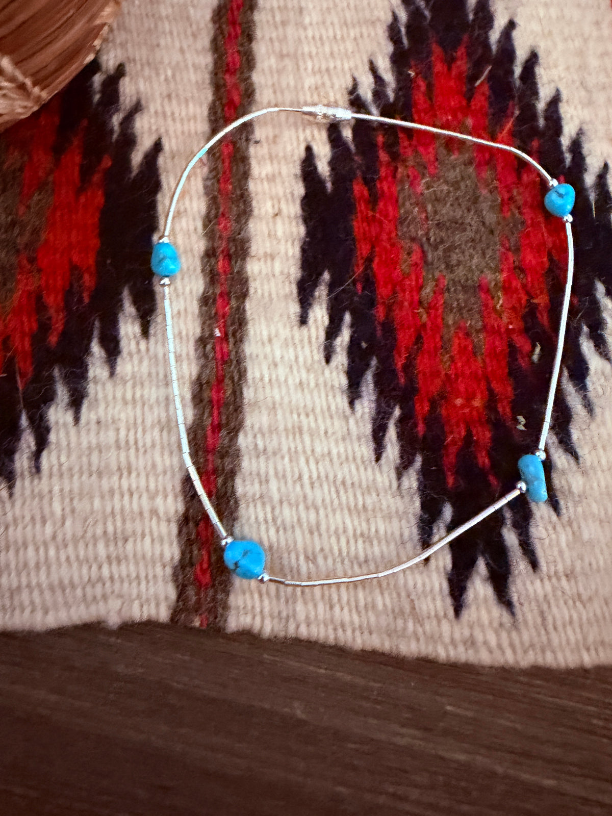 Handmade Turquoise & Liquid Silver Beaded Anklet
