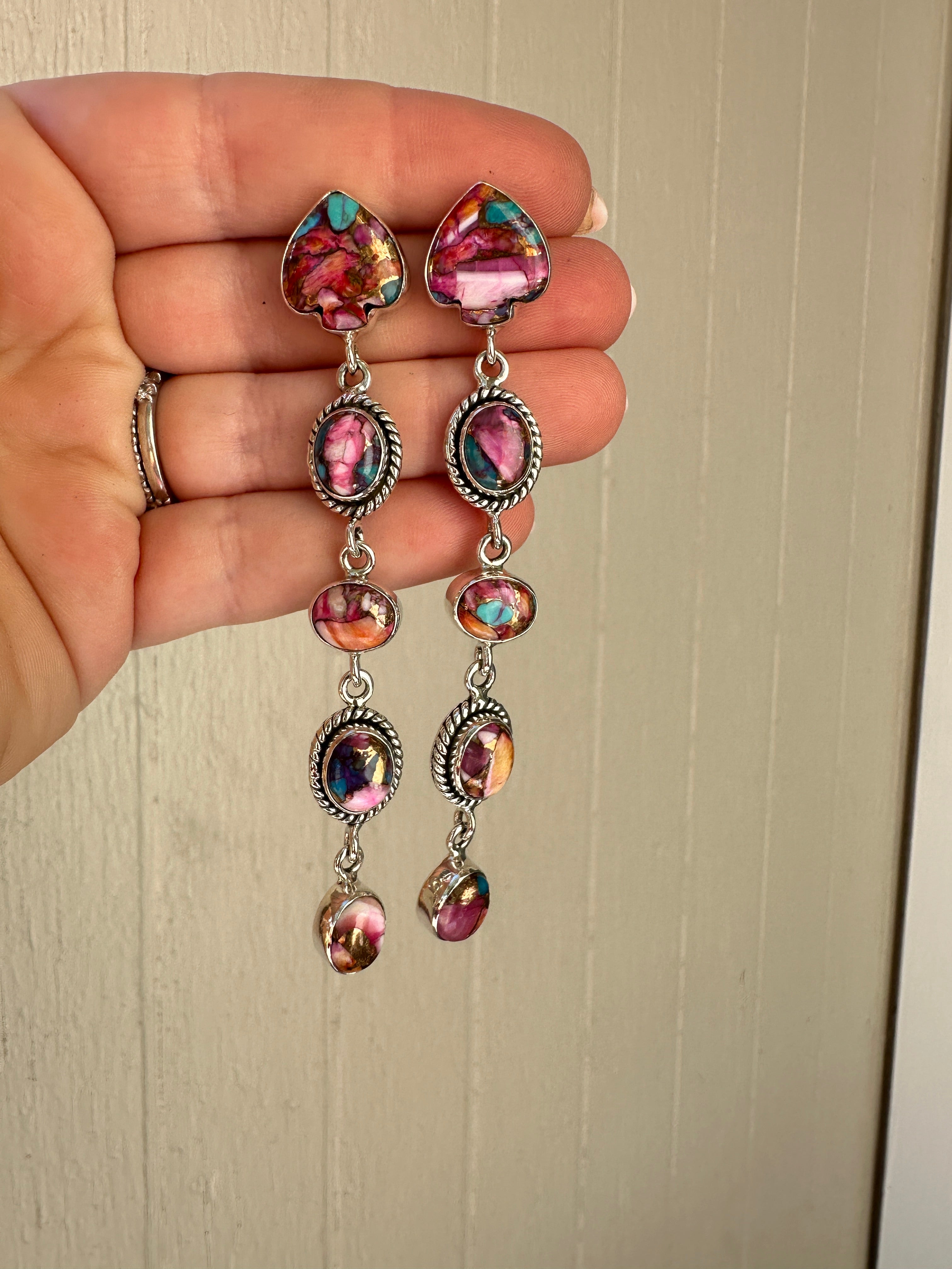 Handmade Pink Dream Mojave and Sterling Silver Handmade Dangles