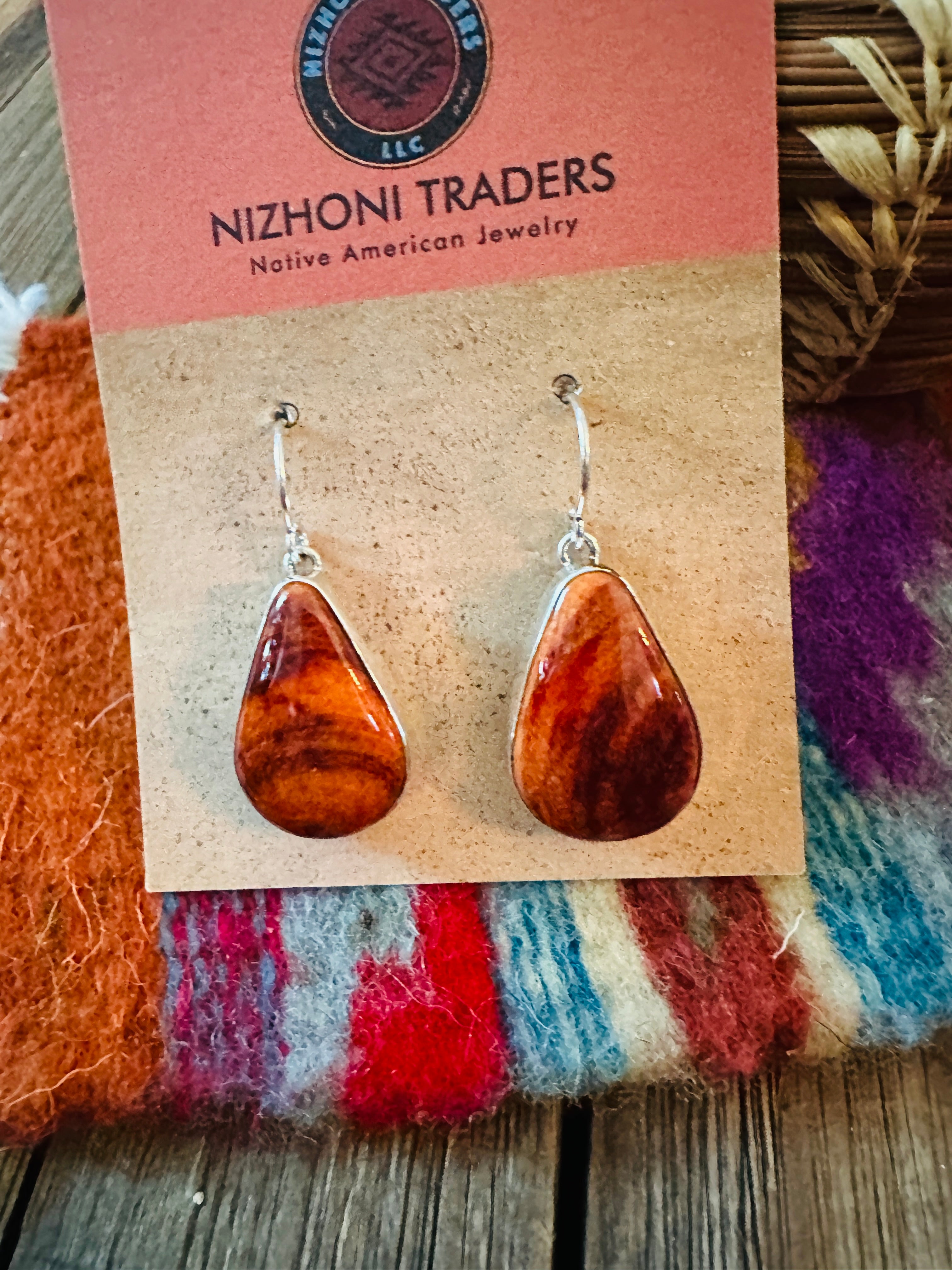 Handcrafted Spiny Oyster & Sterling Silver Dangle Earrings