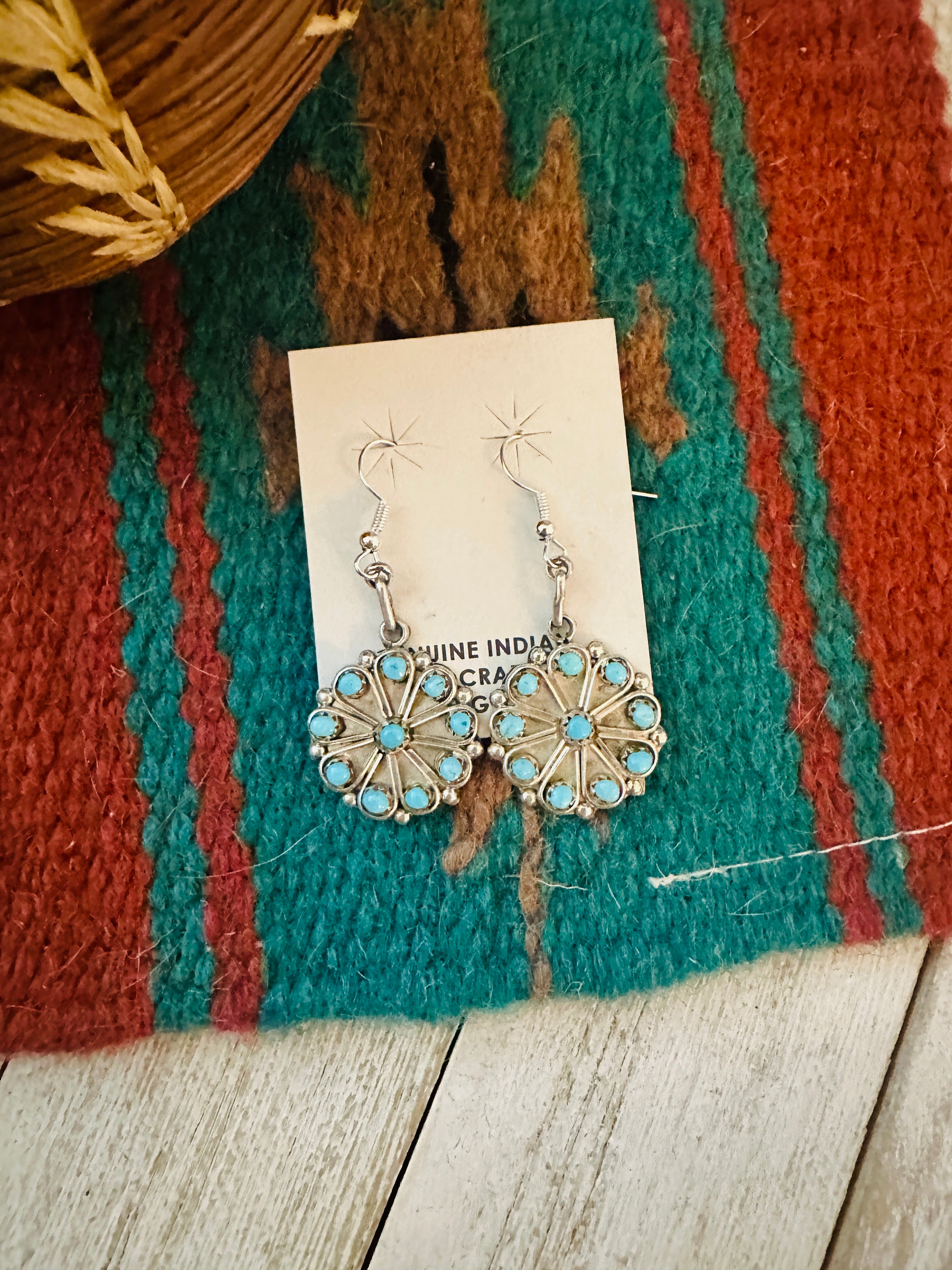 Navajo Turquoise & Sterling Silver Dangle Earrings