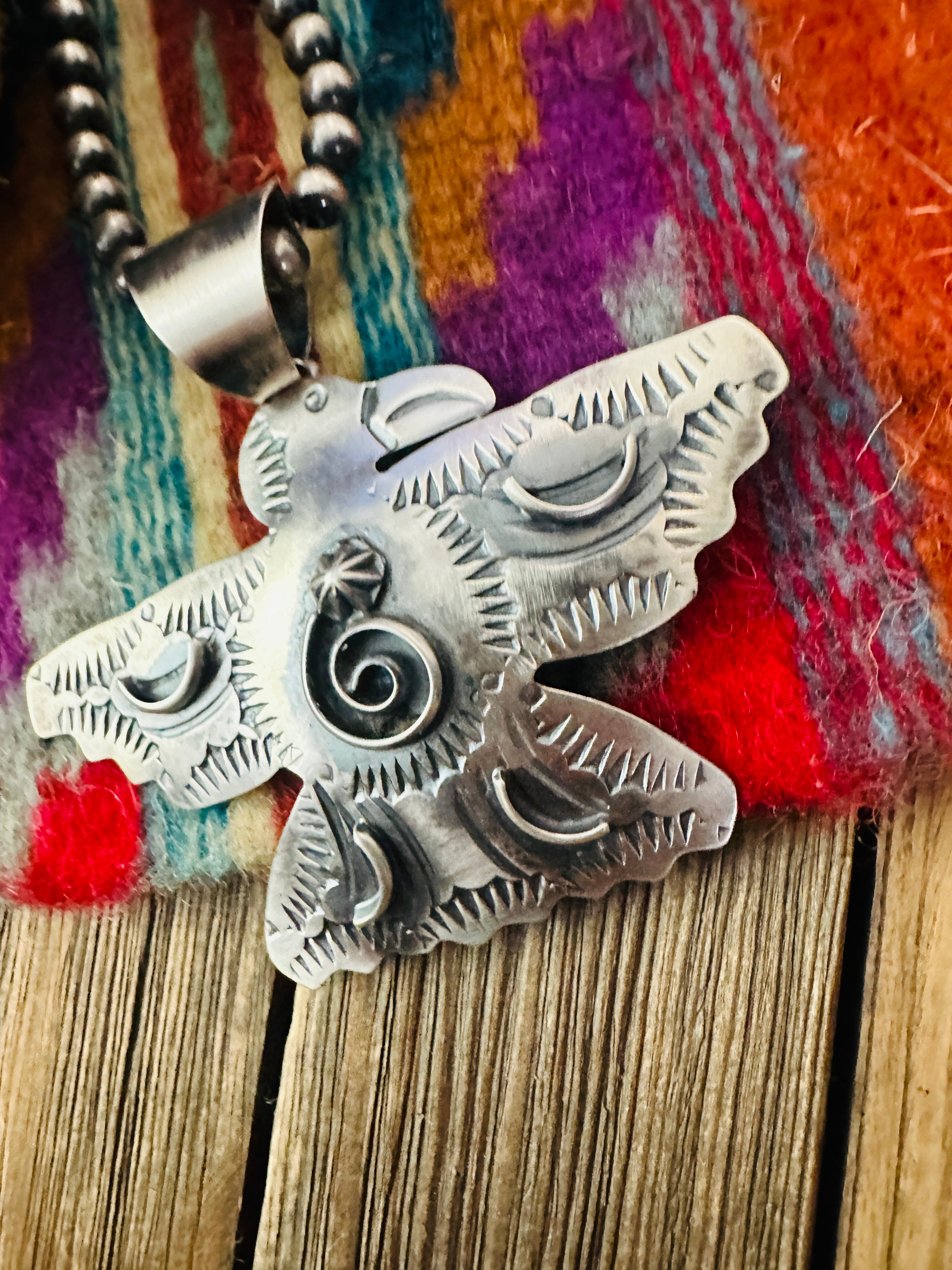 Handcrafted Sterling Silver Thunderbird Pendant by Chimney Butte