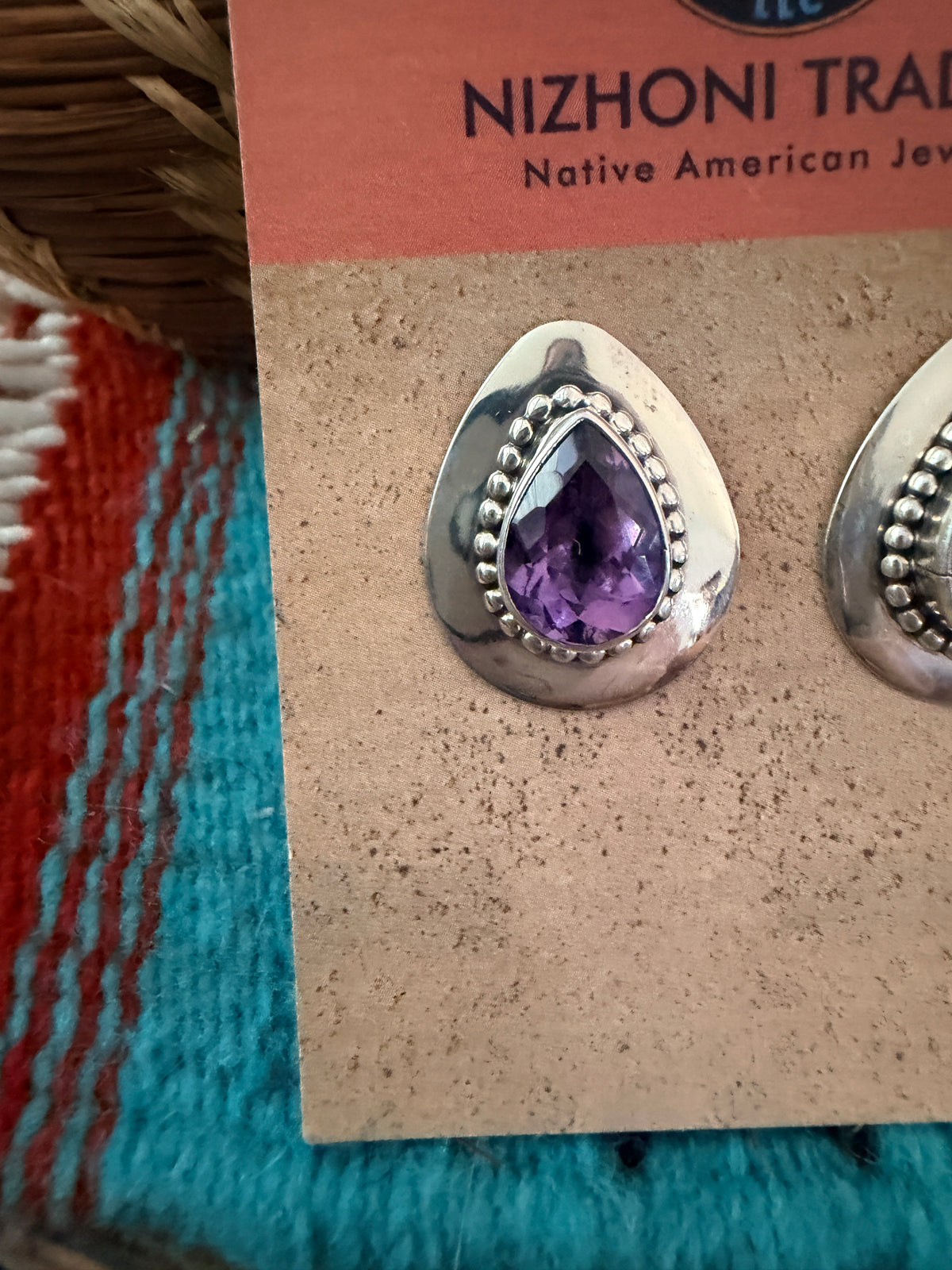 Handcrafted Amethyst & Sterling Silver Post Earrings