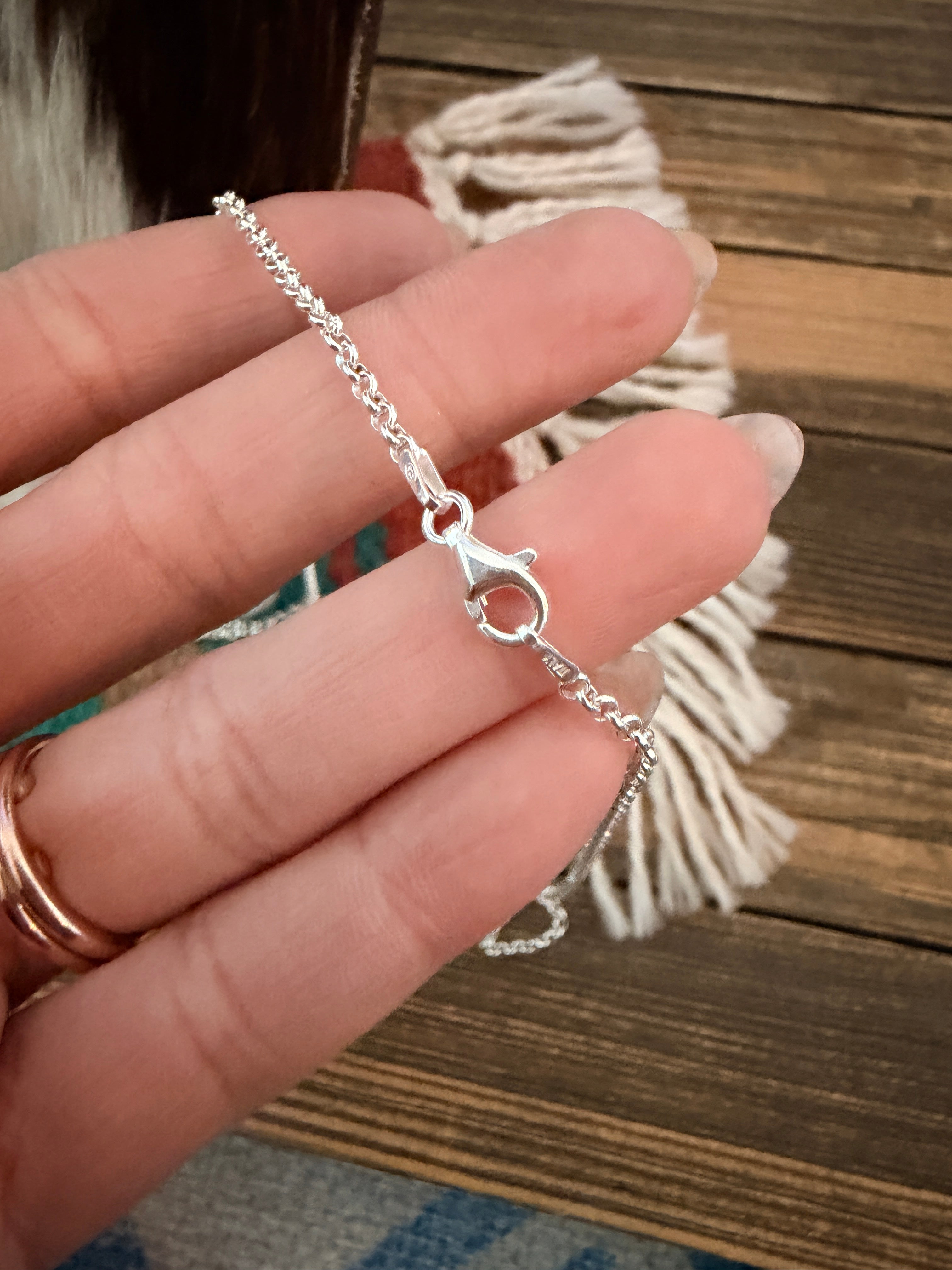 Handmade Sterling Silver & Turquoise Beaded Peace Necklace
