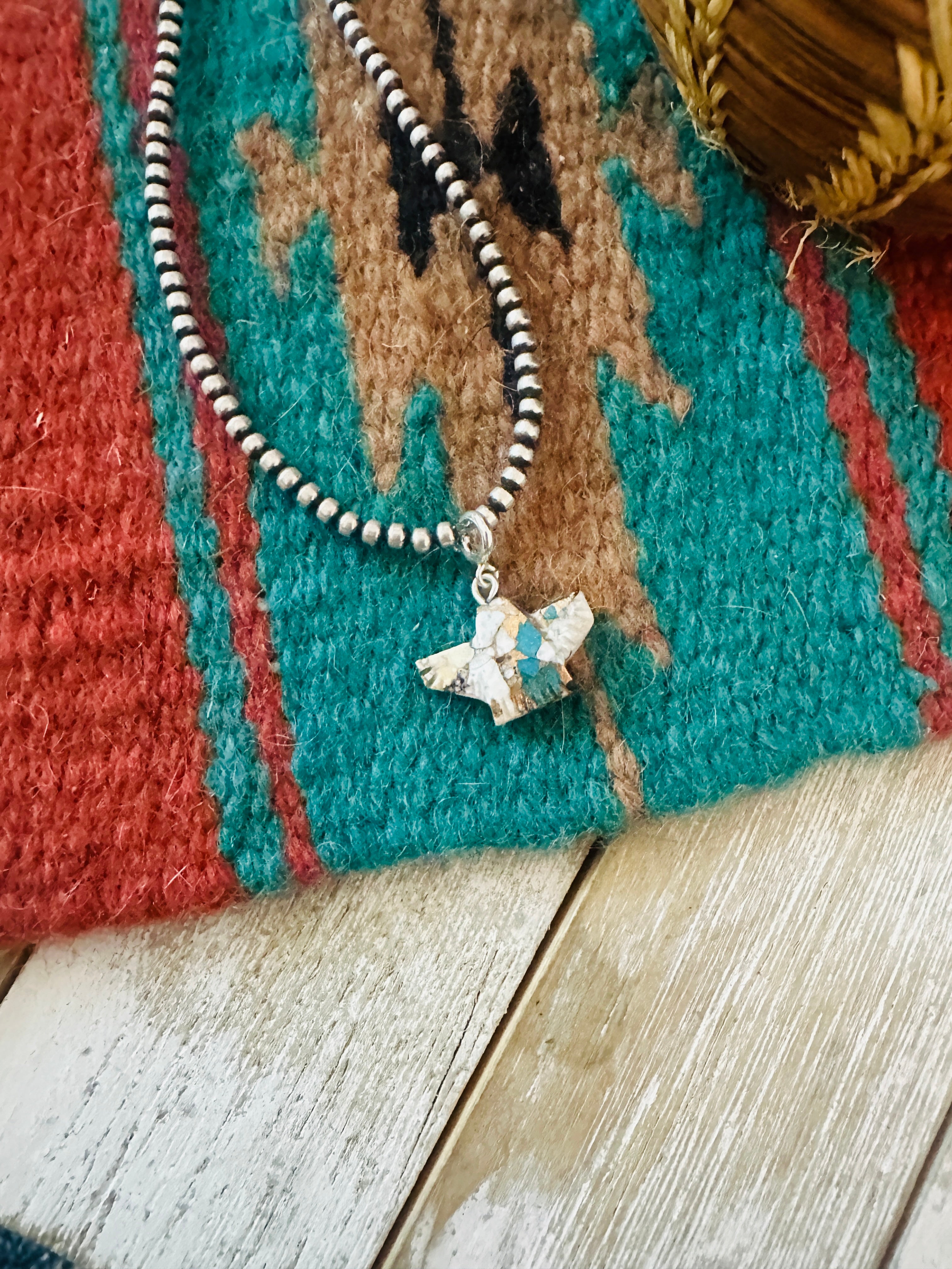 Handcrafted & Hand Carved Blue Mojave Eagle Charm