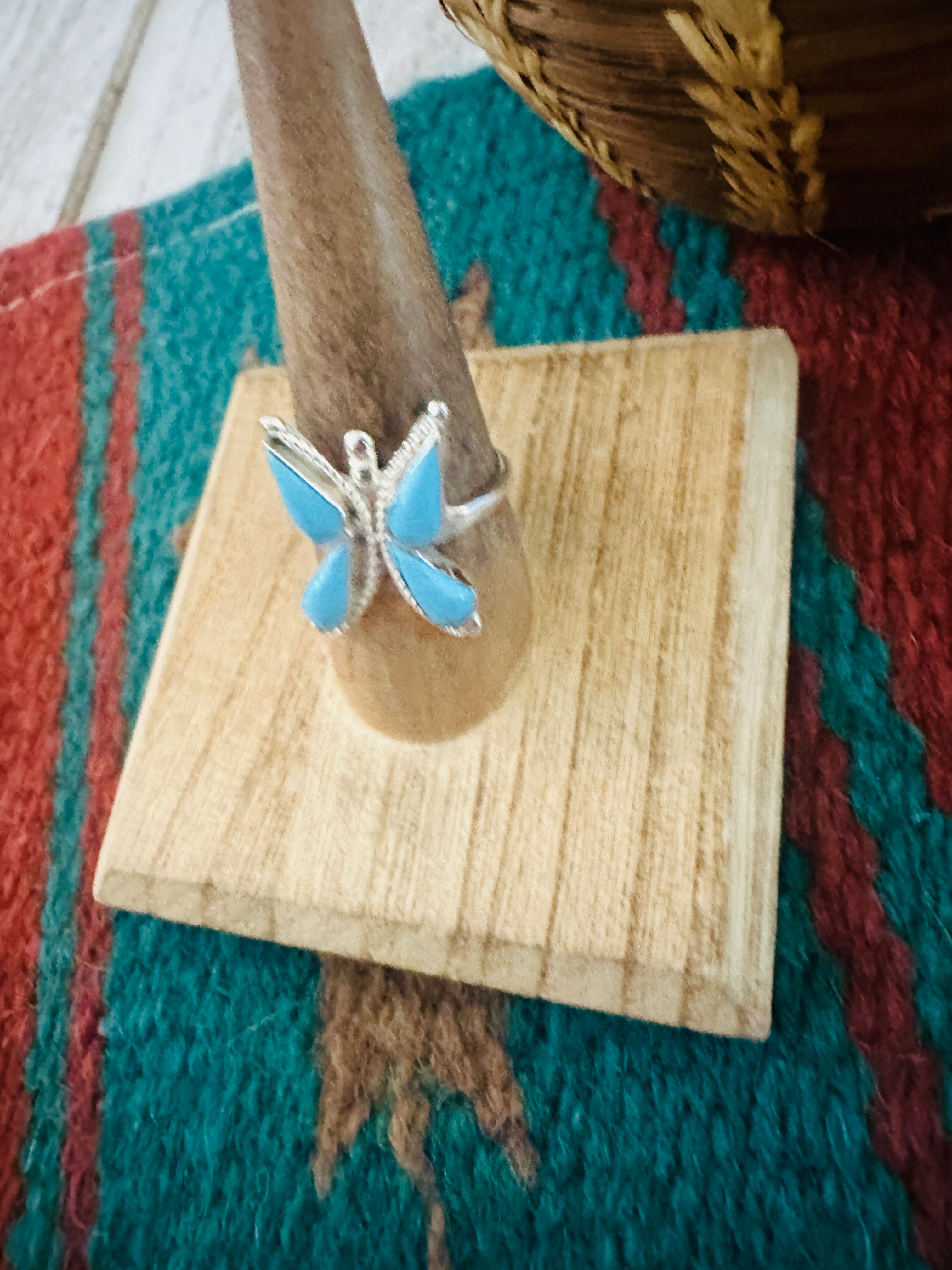 Zuni Sterling Silver & Turquoise Butterfly Ring