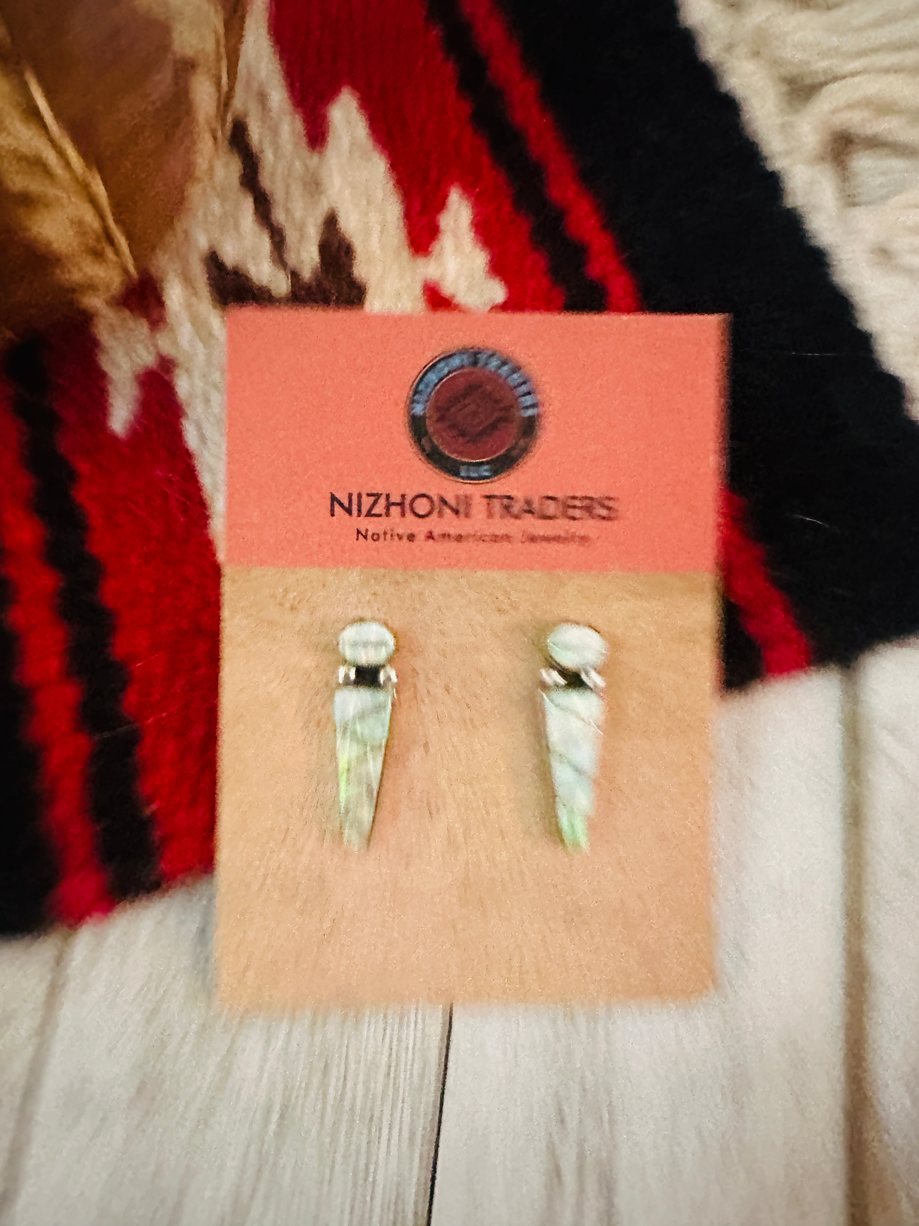 Navajo Opal & Sterling Silver Inlay Dangle Earrings