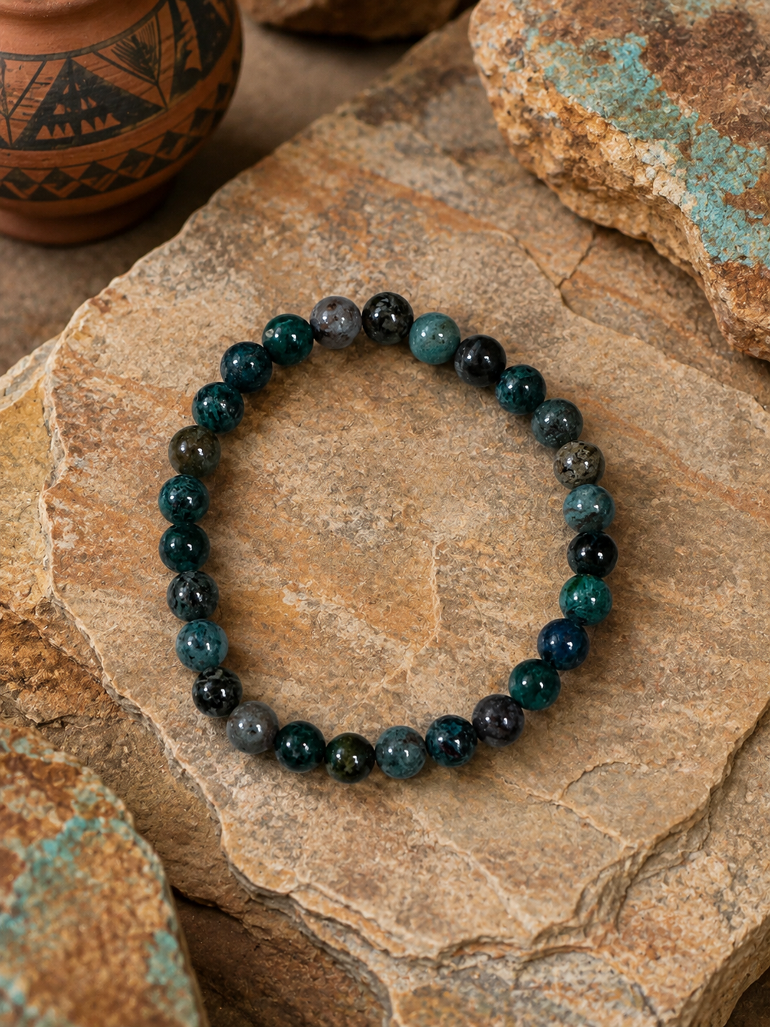 Chrysocolla 6mm Beaded stretch bracelet