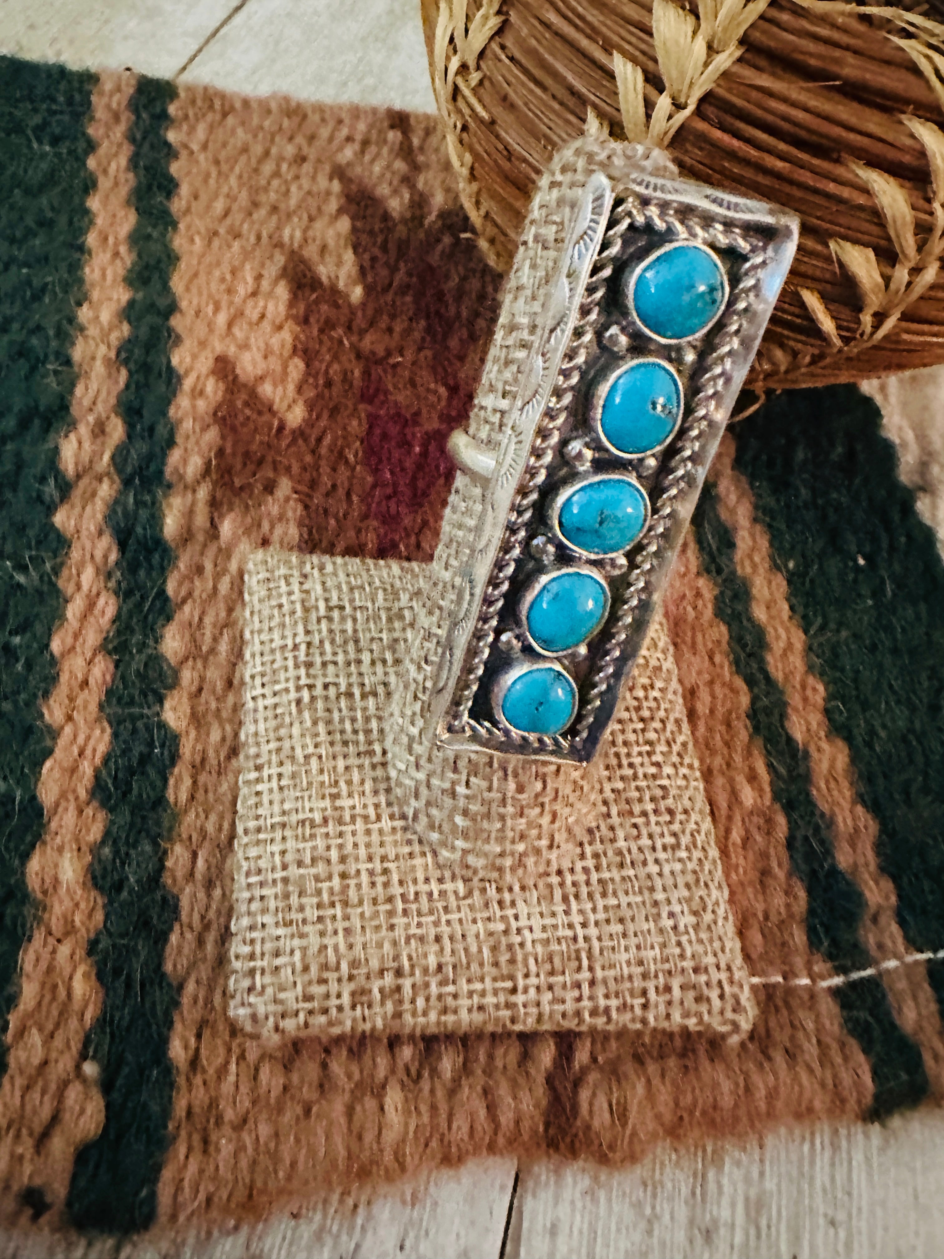 Handcrafted Sterling Silver & Turquoise Adjustable Ring