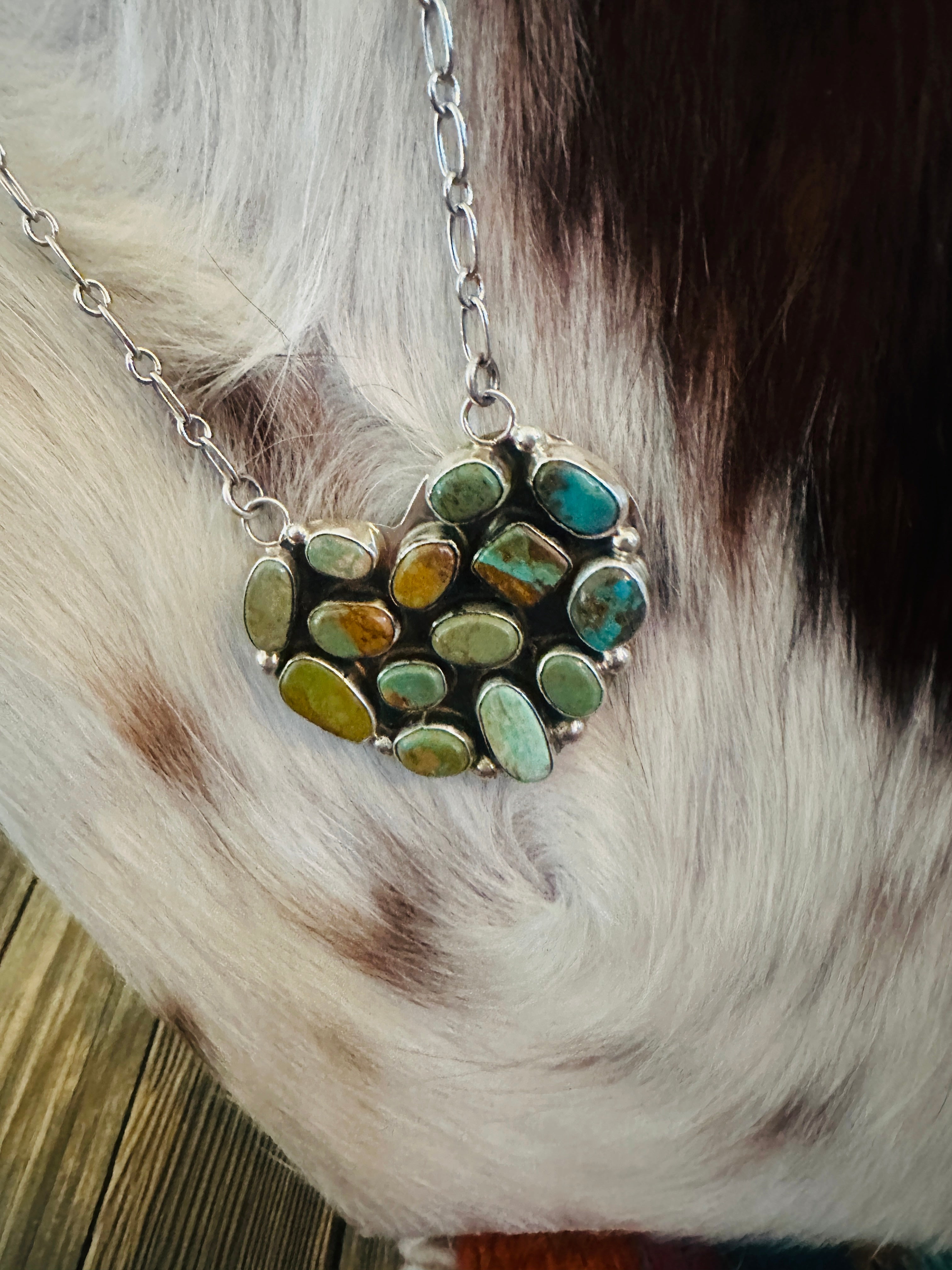 Handcrafted Turquoise & Sterling Silver Heart Necklace by Jacqueline Silver