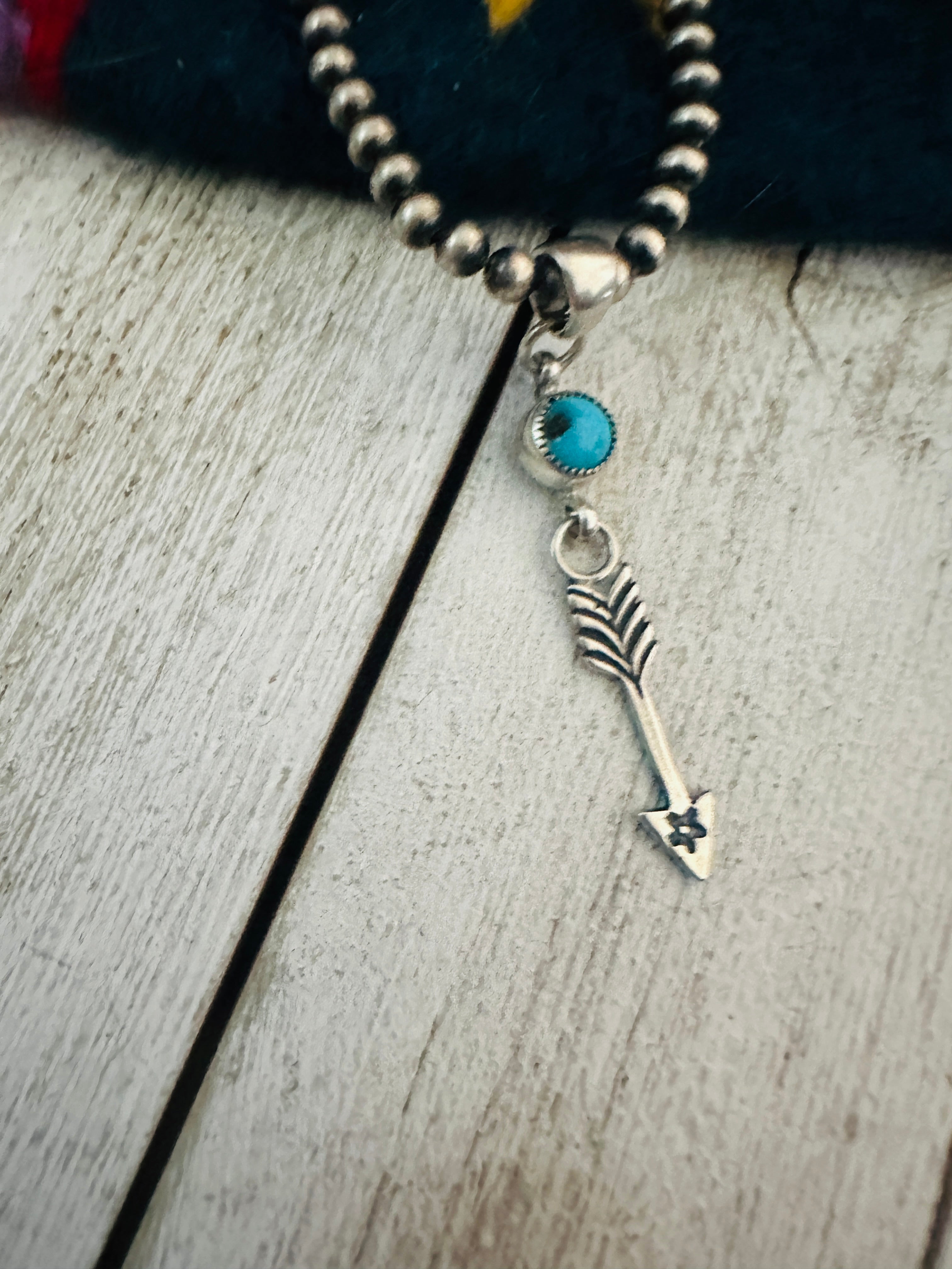 Navajo Turquoise & Sterling Silver Arrow Pendant