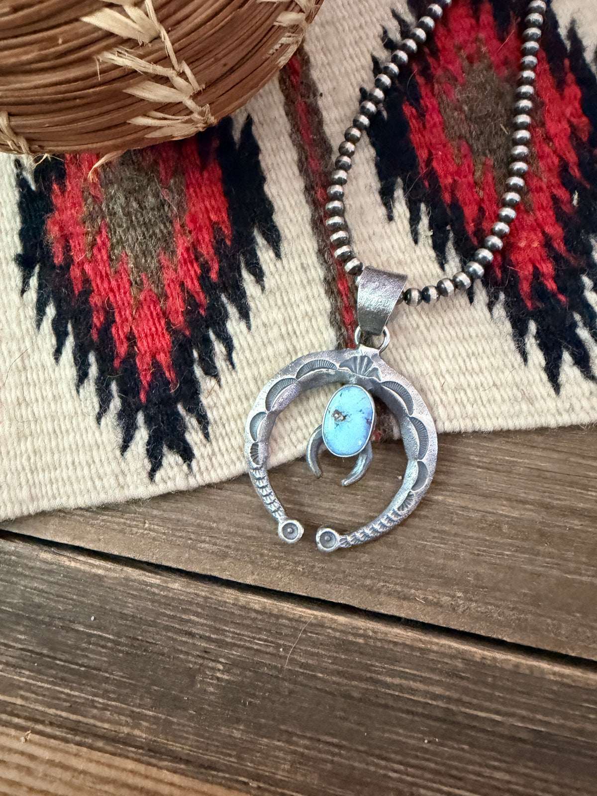 Handcrafted Sterling Silver & Golden Hills Turquoise Naja Pendant by Kevin Billah