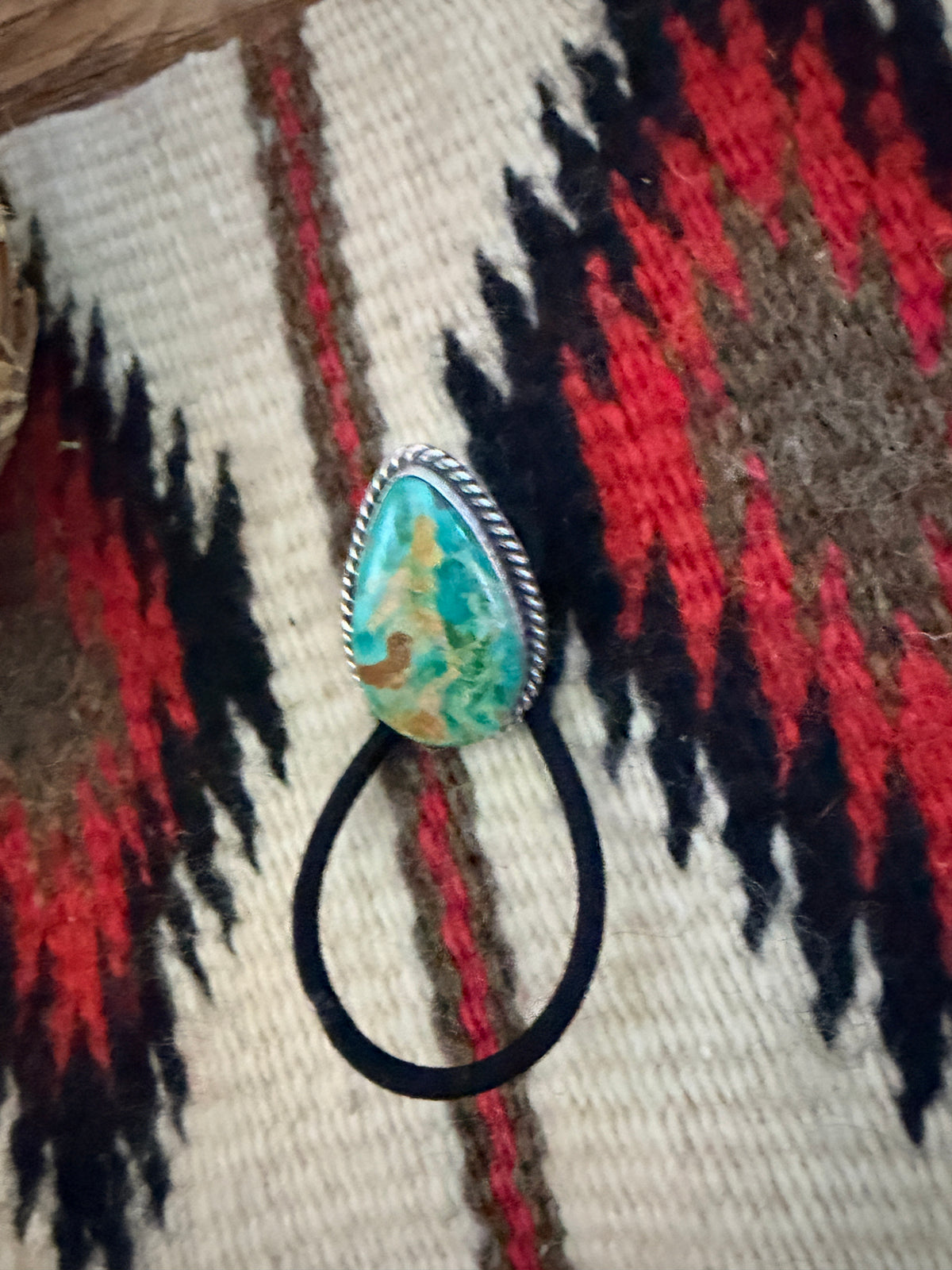 Handcrafted Turquoise & Sterling Silver Hair Tie Charm