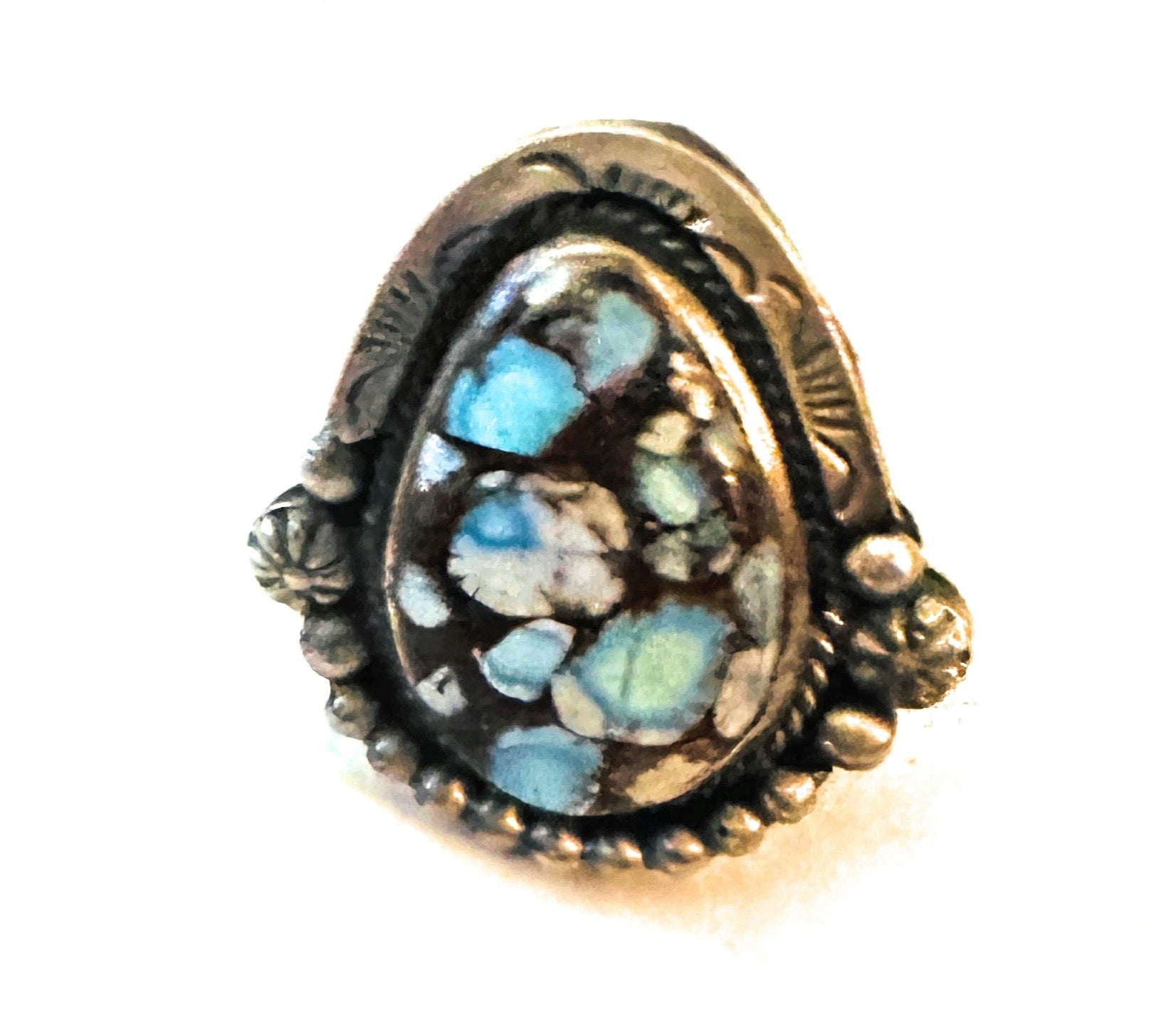 Navajo Sterling Silver & Golden Hills Turquoise Ring Size 11.5